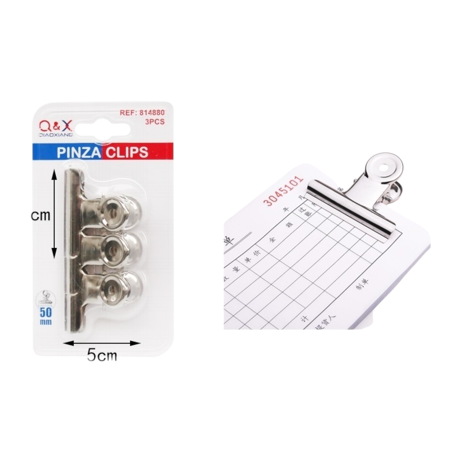 Clip sujetapapeles redondo 50 mm pack tres