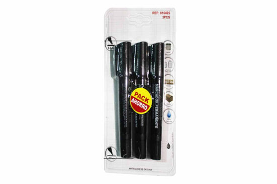 Pack 3 marcadores permanente 2 puntas negro - Q&X