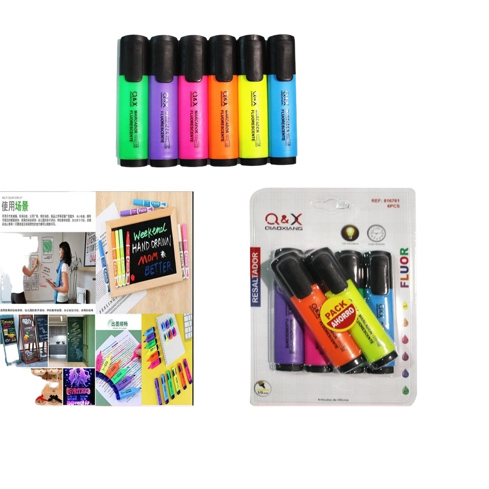Set de Resaltadores Fluorescentes– 6 Colores