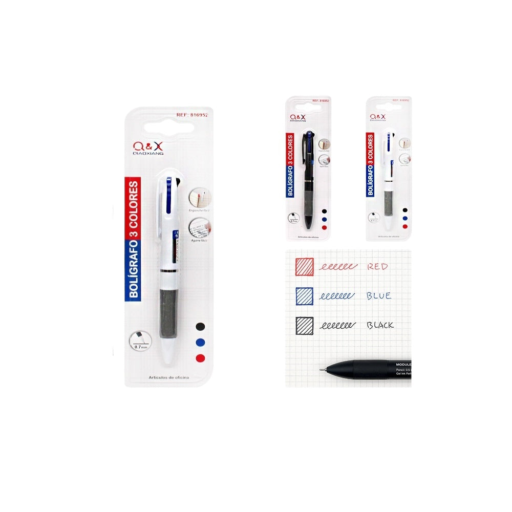 Bolígrafo 3 Colores Q&X QIAOXIANG – 1 Pieza