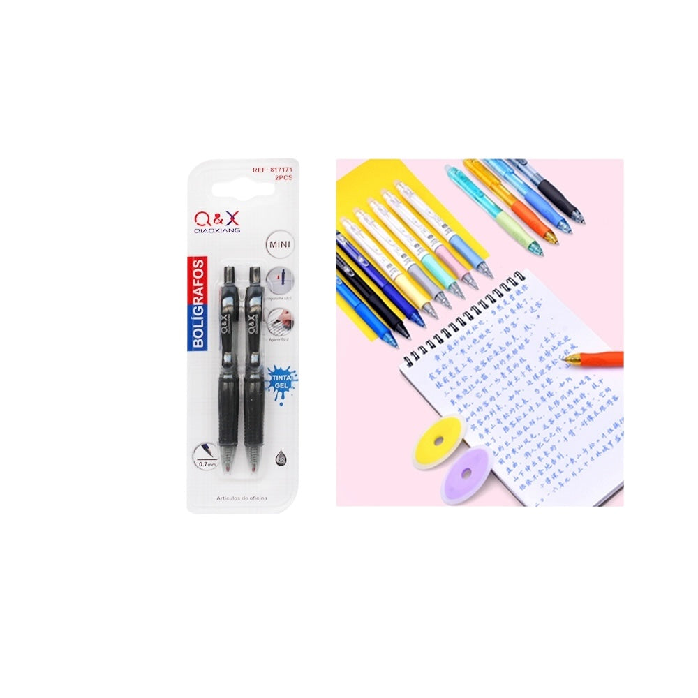 Bolígrafo Q&X MINI – Negro (Gel 0.7 mm) – 2 Unidades