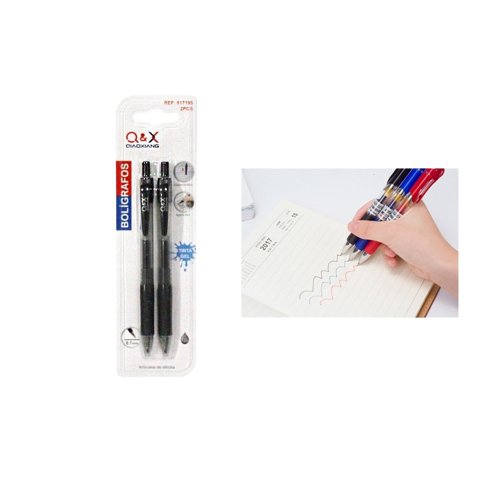 Bolígrafo Q&X – Pack 2 unidades – Negro – Tinta Gel 0.7 mm