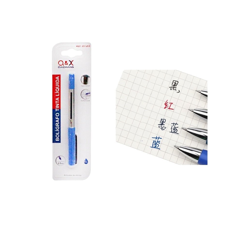 Boligrafo Tinta Liquida, Azul - Q&X