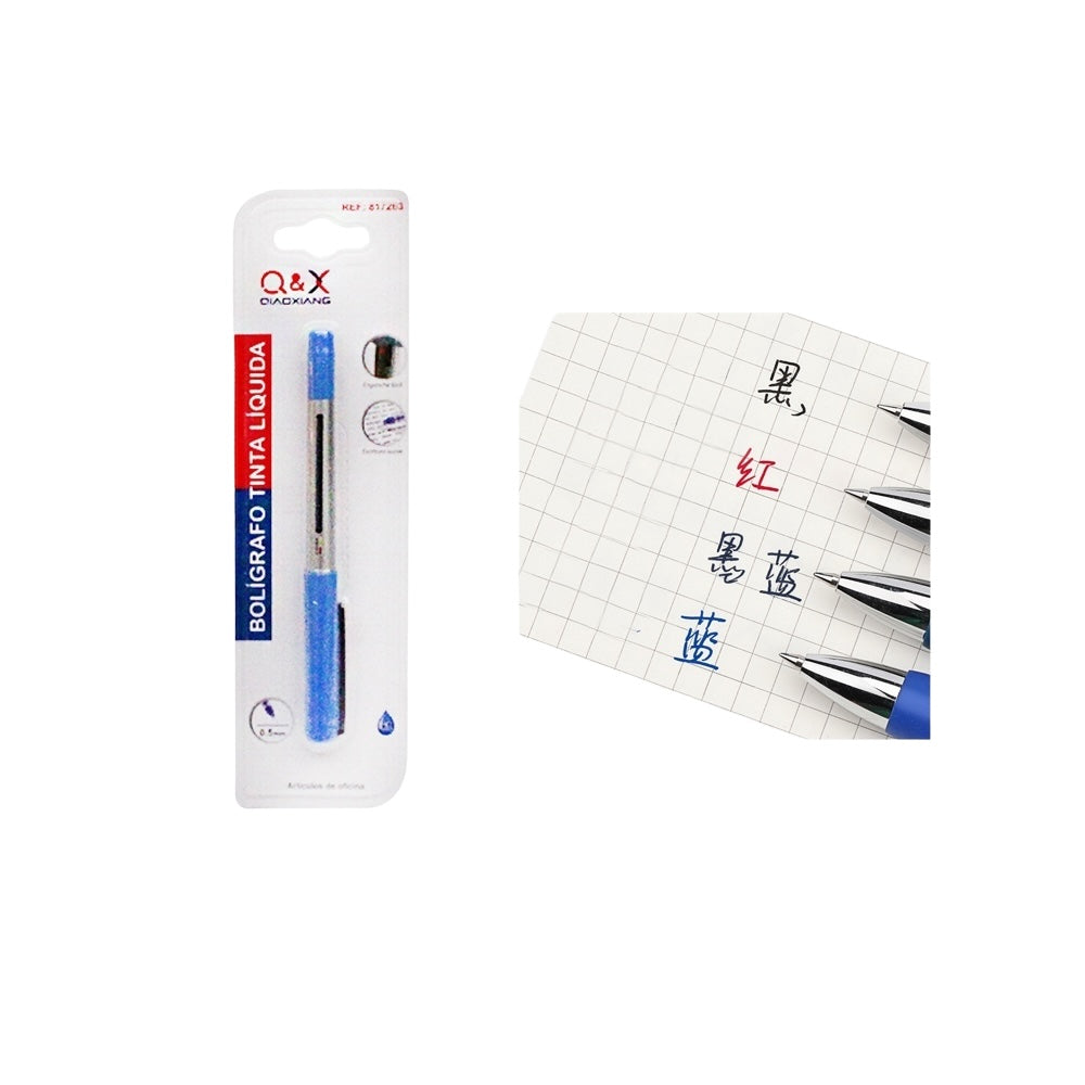 Bolígrafo Q&X Tinta Líquida Azul 0.5mm 