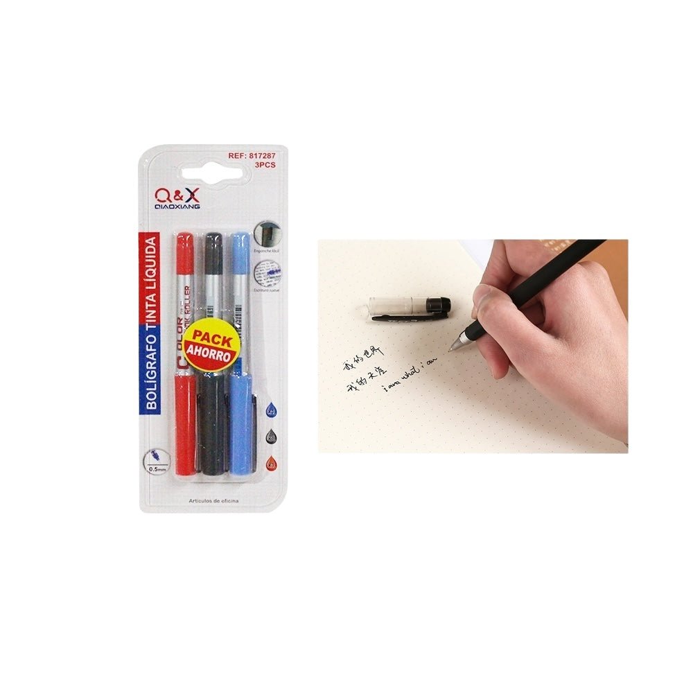 Pack 3 Boligrafos De Tinta Liquida - Q&X