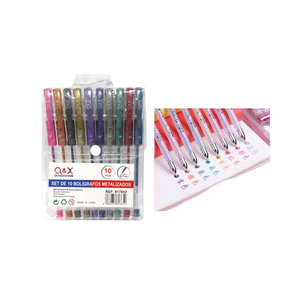Set 10 Boligrafos Metalizados 0,7Mm - Q&X