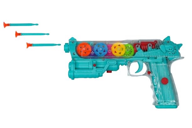 Pistola Transparente con Engranajes y Luces