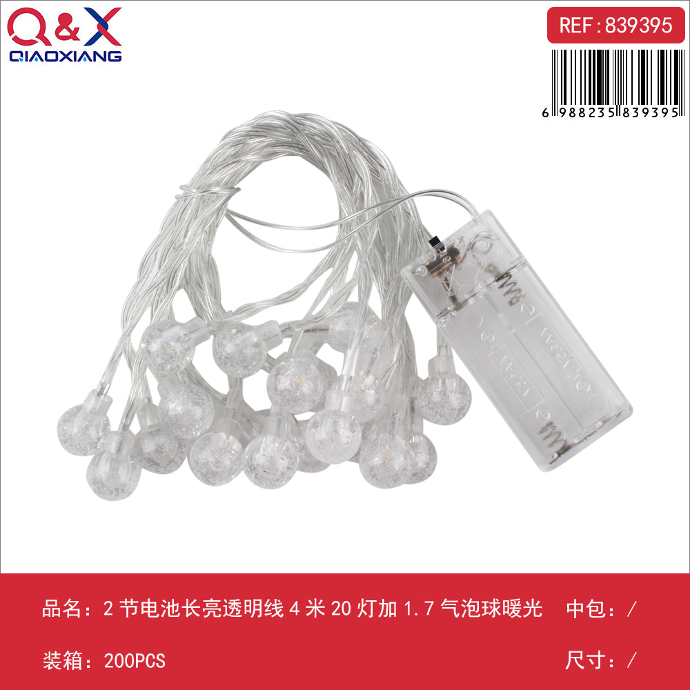 Guirnalda LED 4 m 20 luces con esfera burbuja luz cálida