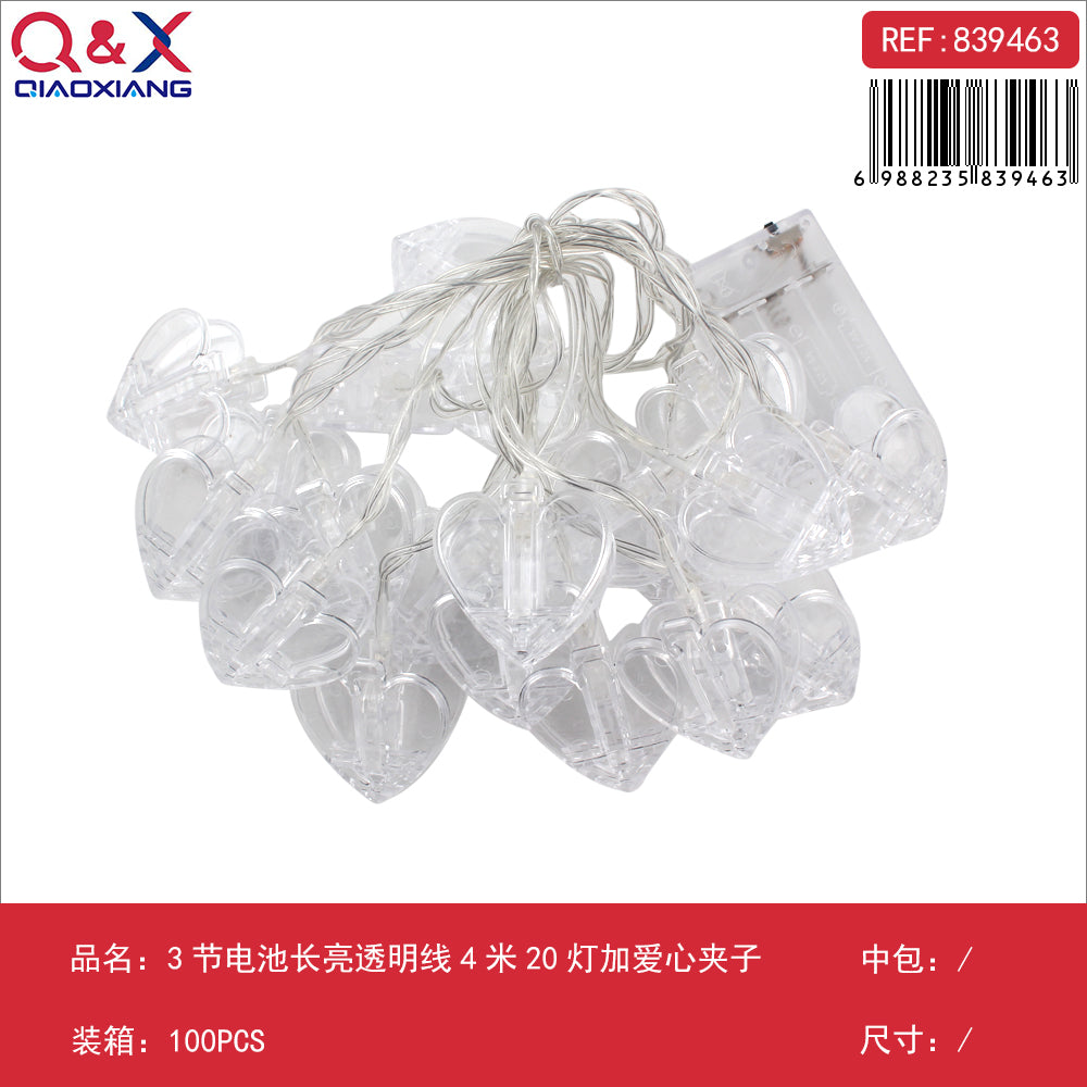 Guirnalda LED 4 m 20 luces con clip corazón