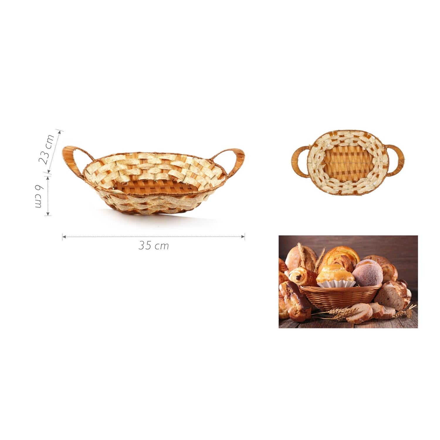 Cesta de mimbre para pan 22 x 28 x 6 cm