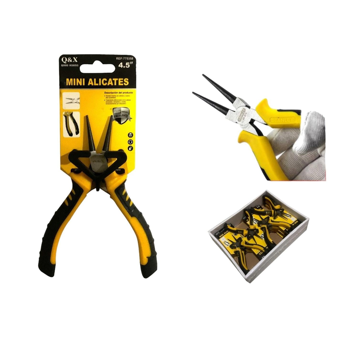 Alicates De Punta Redonda Mini Pulidos En Negro De 4,5 Pulgadas