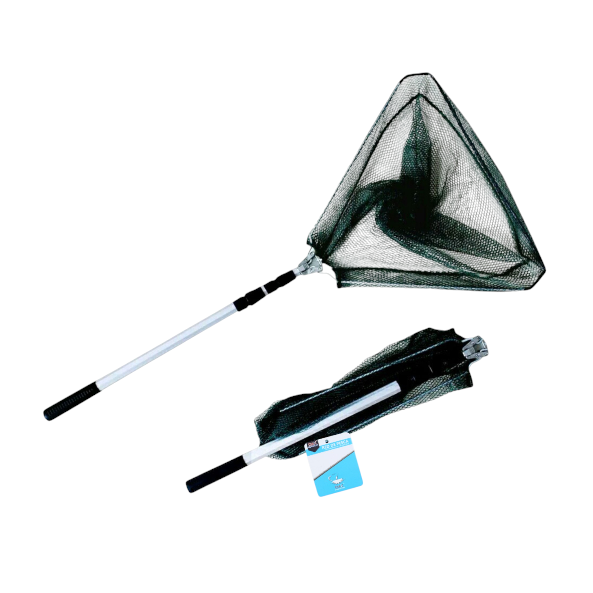 Red de pesca triangular automática 1.7 m mango blanco