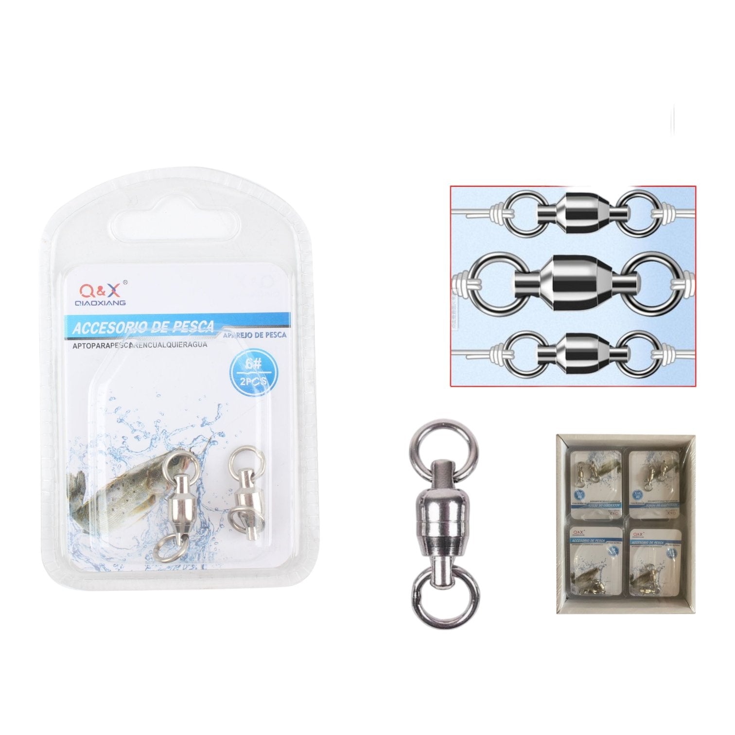 (Accesorios De Artes De Pesca) Dawu Rodamiento Giratorio 6# 2Pcs - Q&X