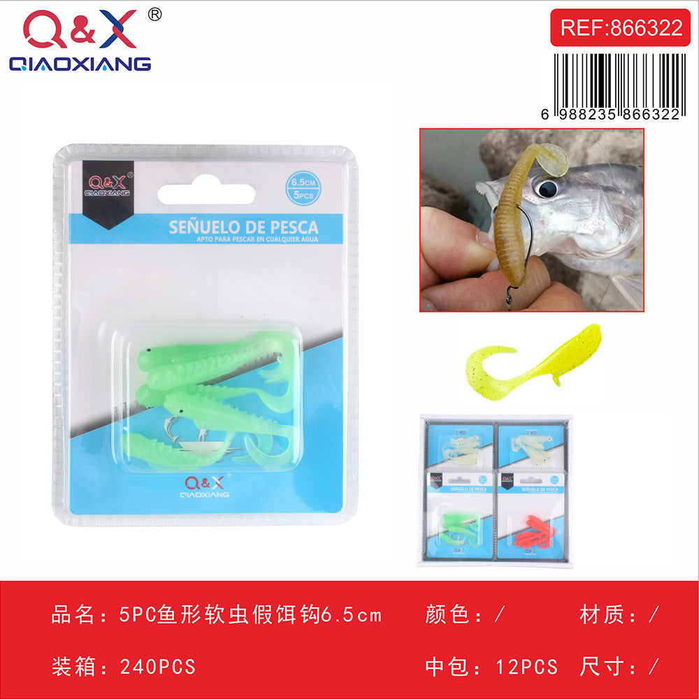 Señuelo Suave Forma Pez 6.5CM 5PCS