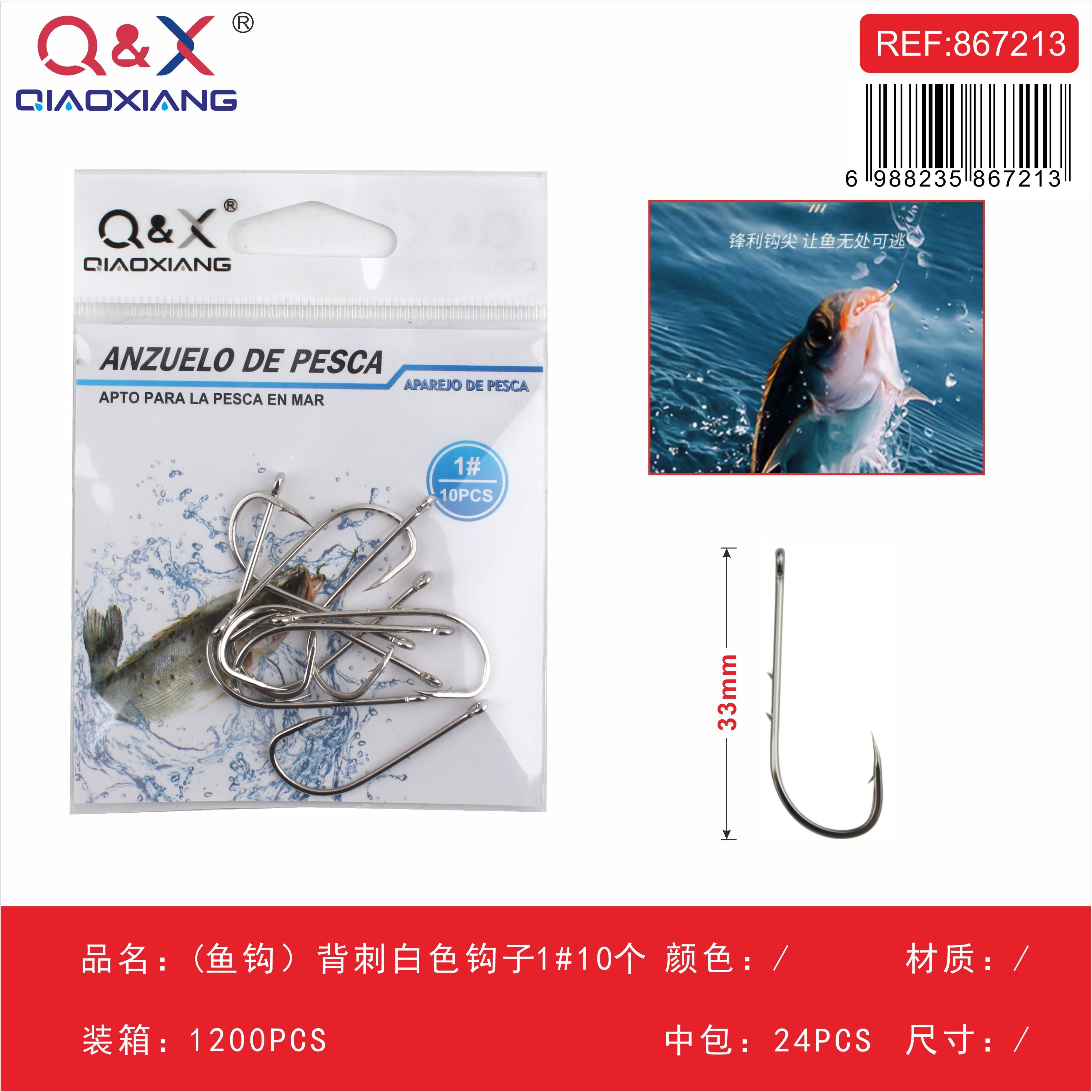 Anzuelo con Arpón Blanco N°1 10PCS