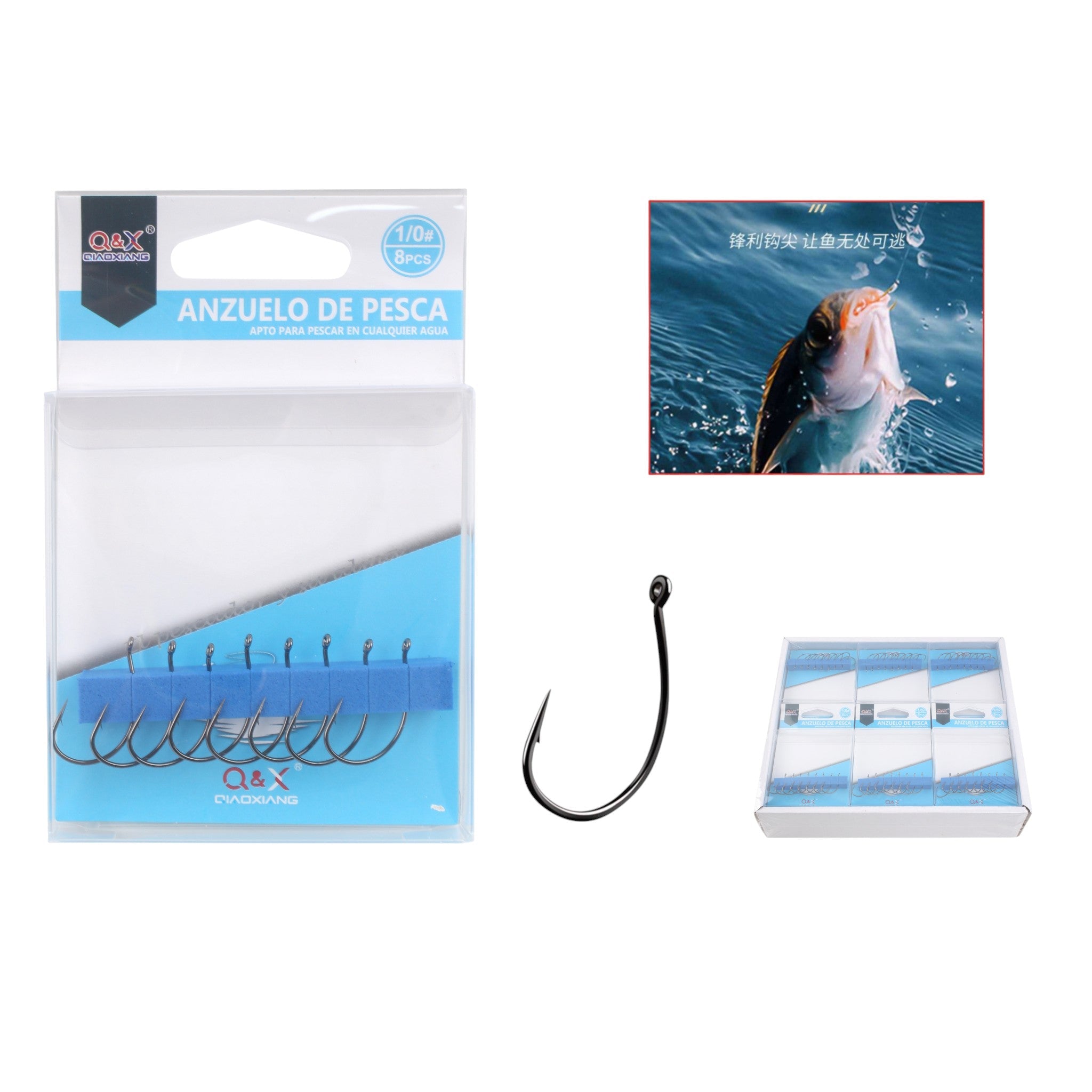 Anzuelo para Señuelo Pesca Invertida 1/0 8PCS