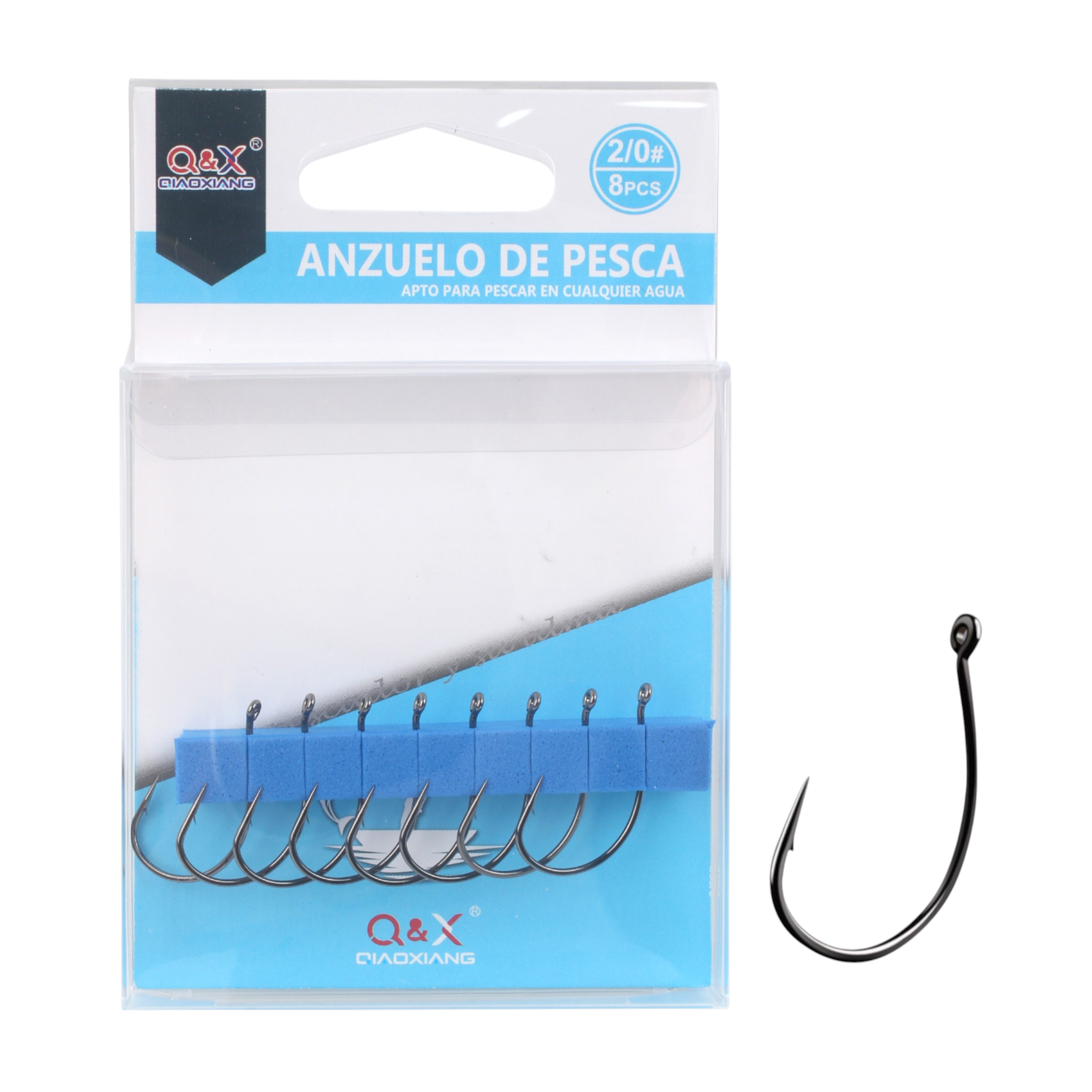 Anzuelo para señuelos offset 2/0# (8 pzs)