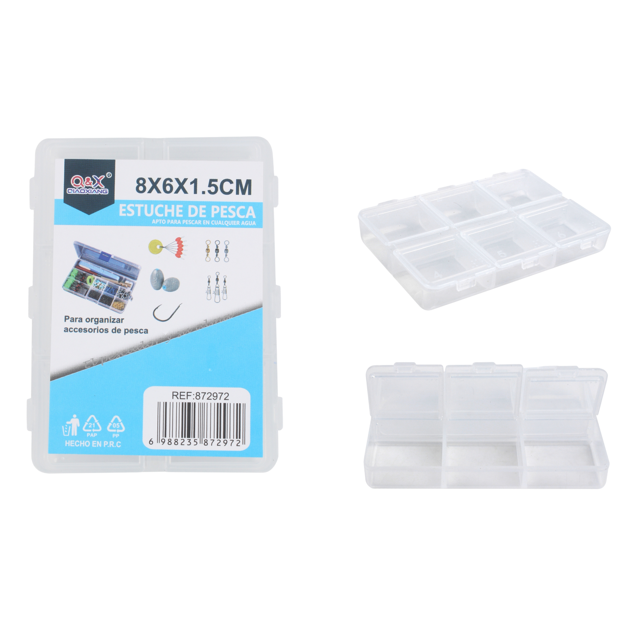 Caja pequeña 6 compartimentos 8×6×1.5 cm