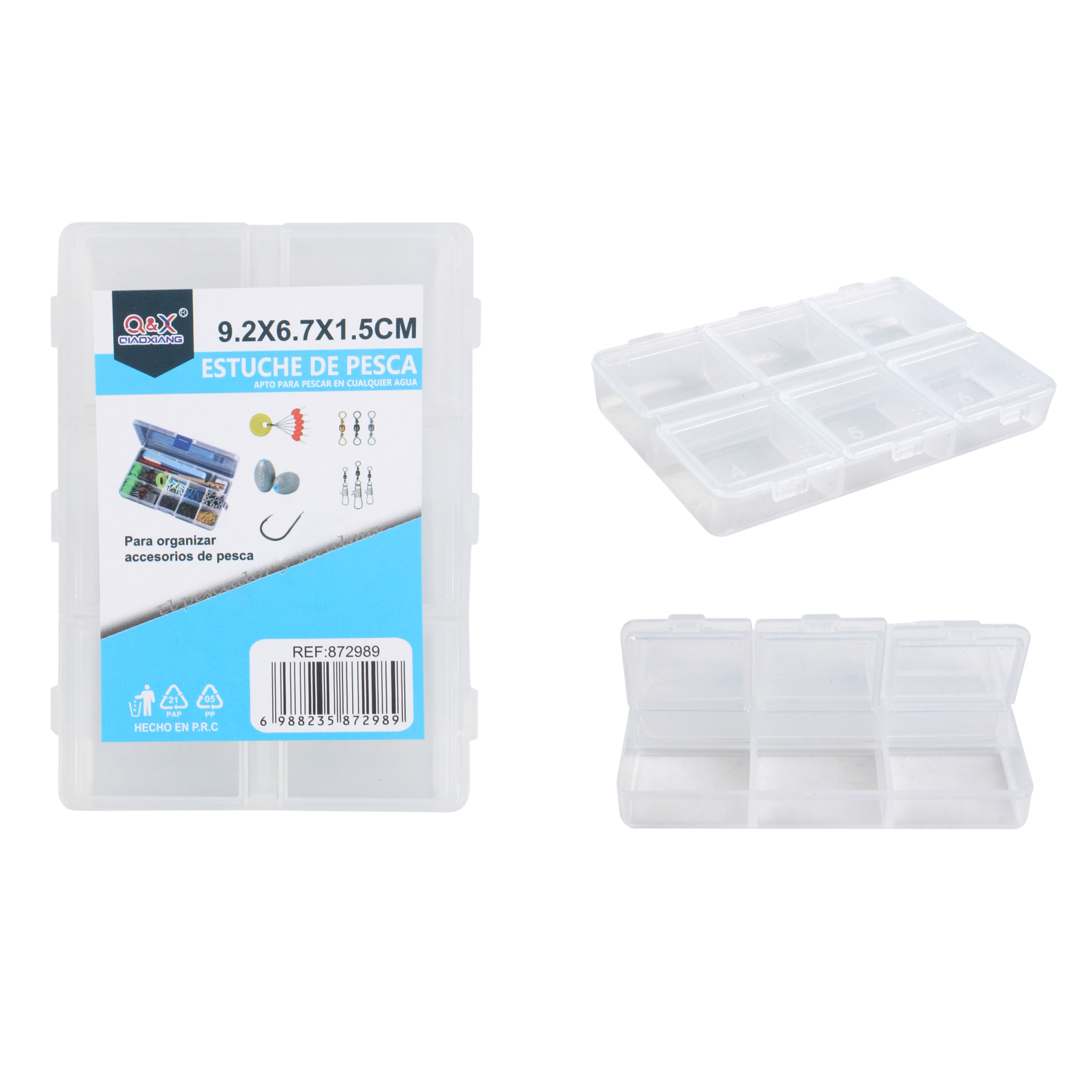 Caja grande 6 compartimentos 9.2×6.7×1.5 cm