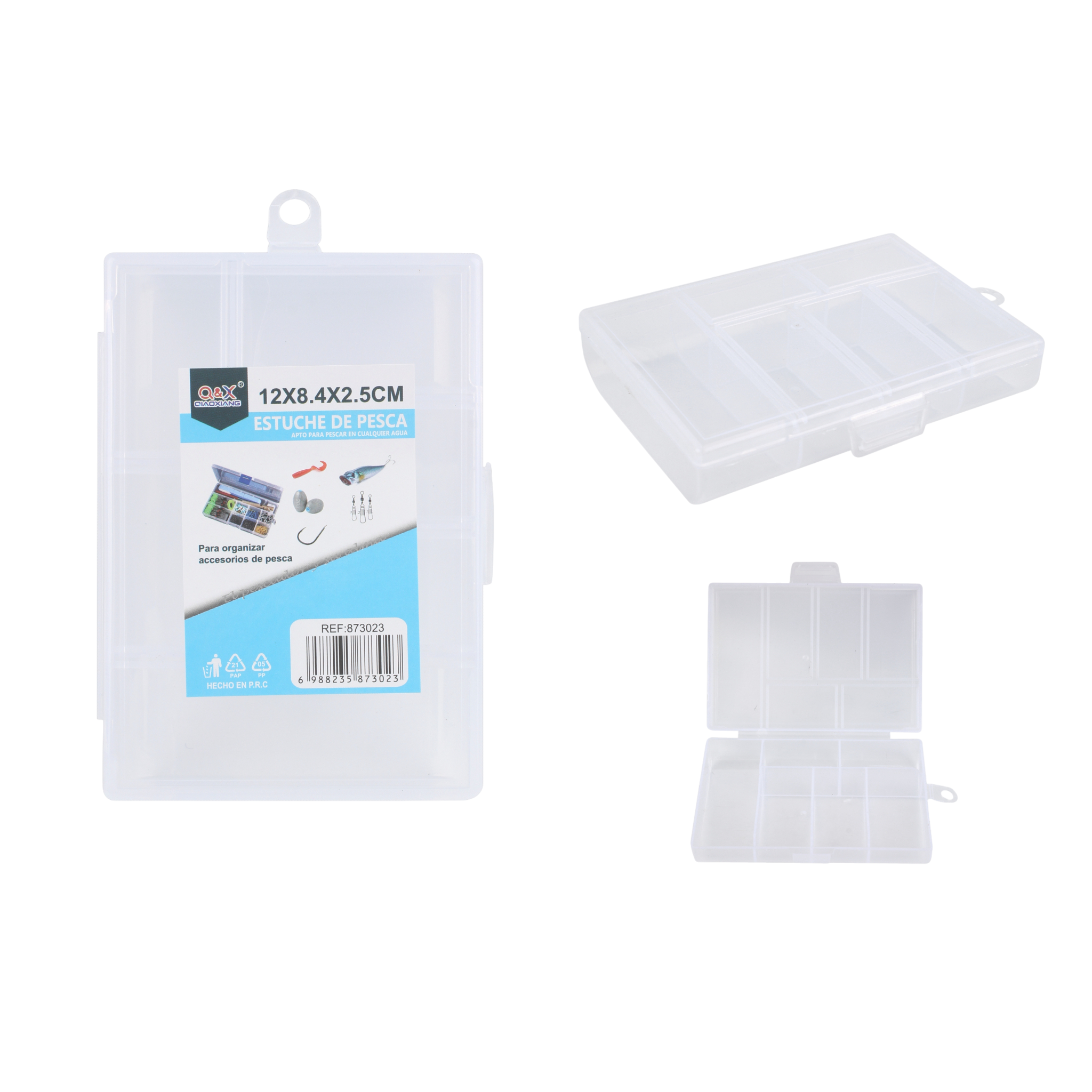 Caja PP 6 compartimentos 12×8.4×2.5 cm