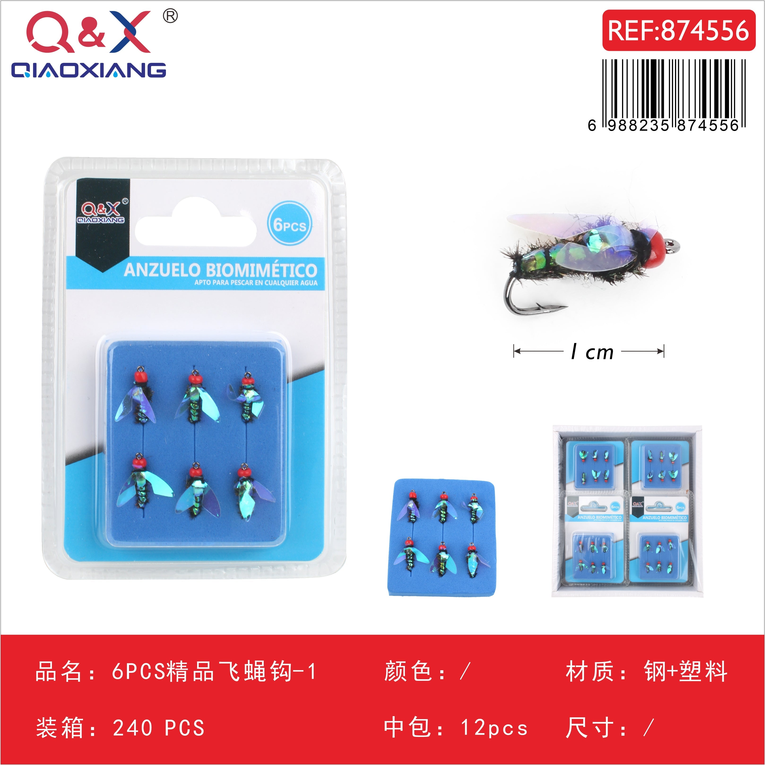 Set de 6 anzuelos premium para mosca N°1