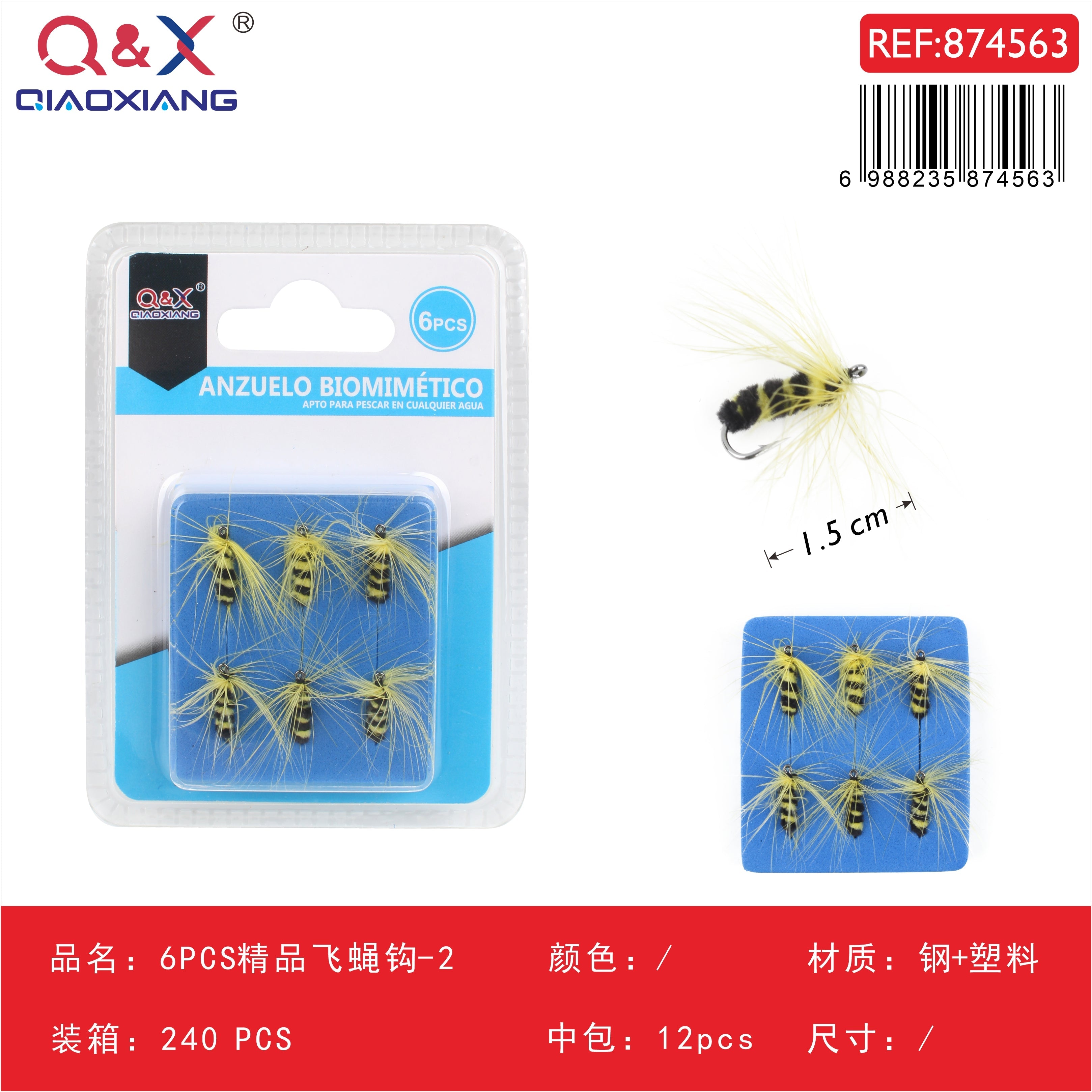 Set de 6 anzuelos premium para mosca N°2