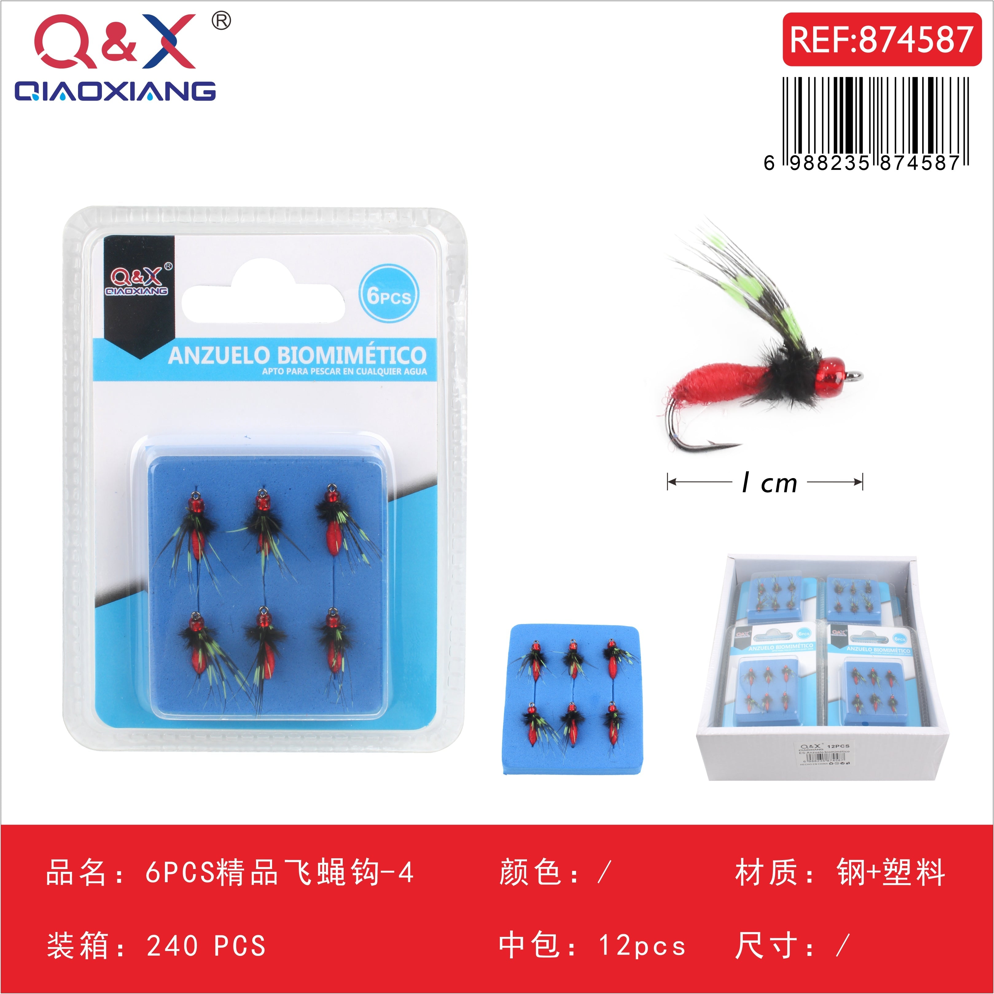 Set de 6 anzuelos premium para mosca N°4