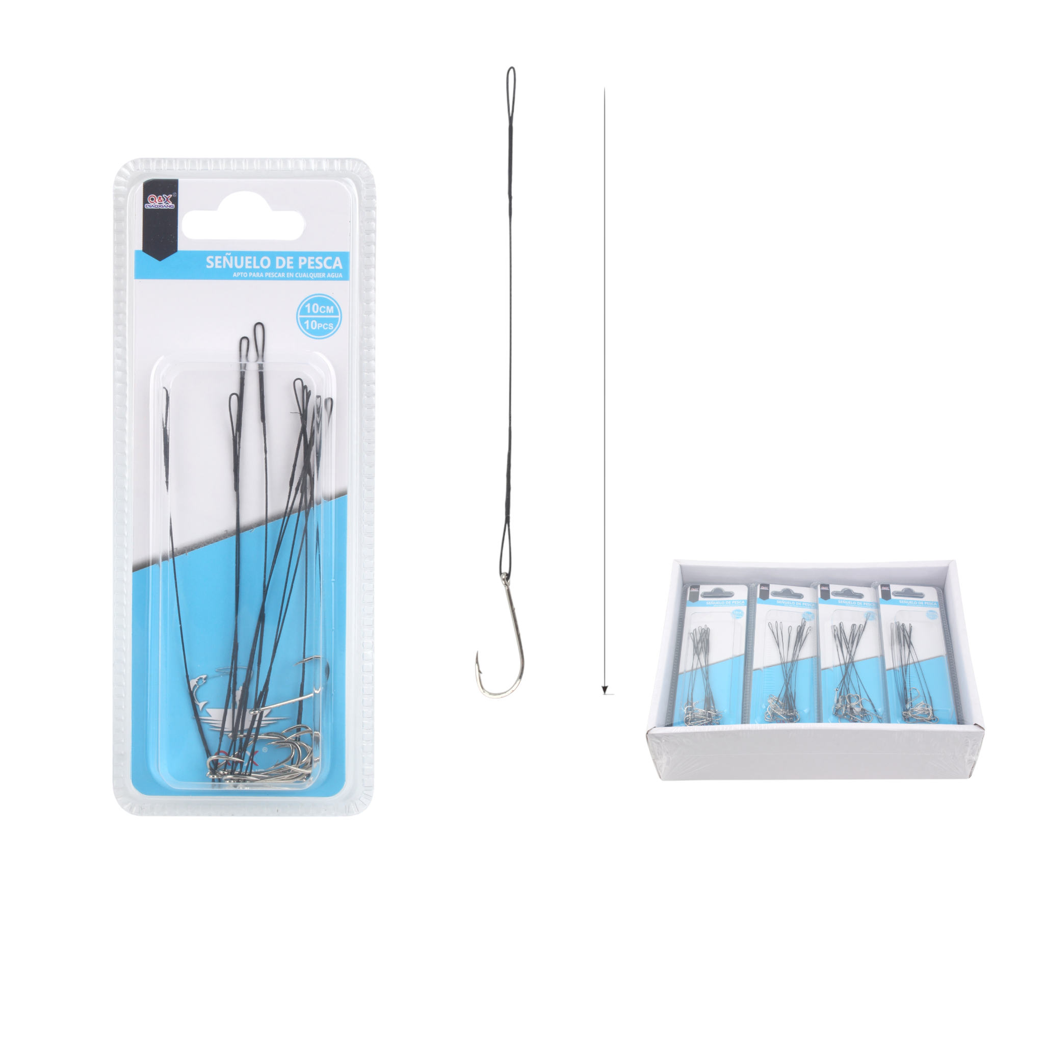 Leader de acero con broche 10 cm (10 pzs) color negro