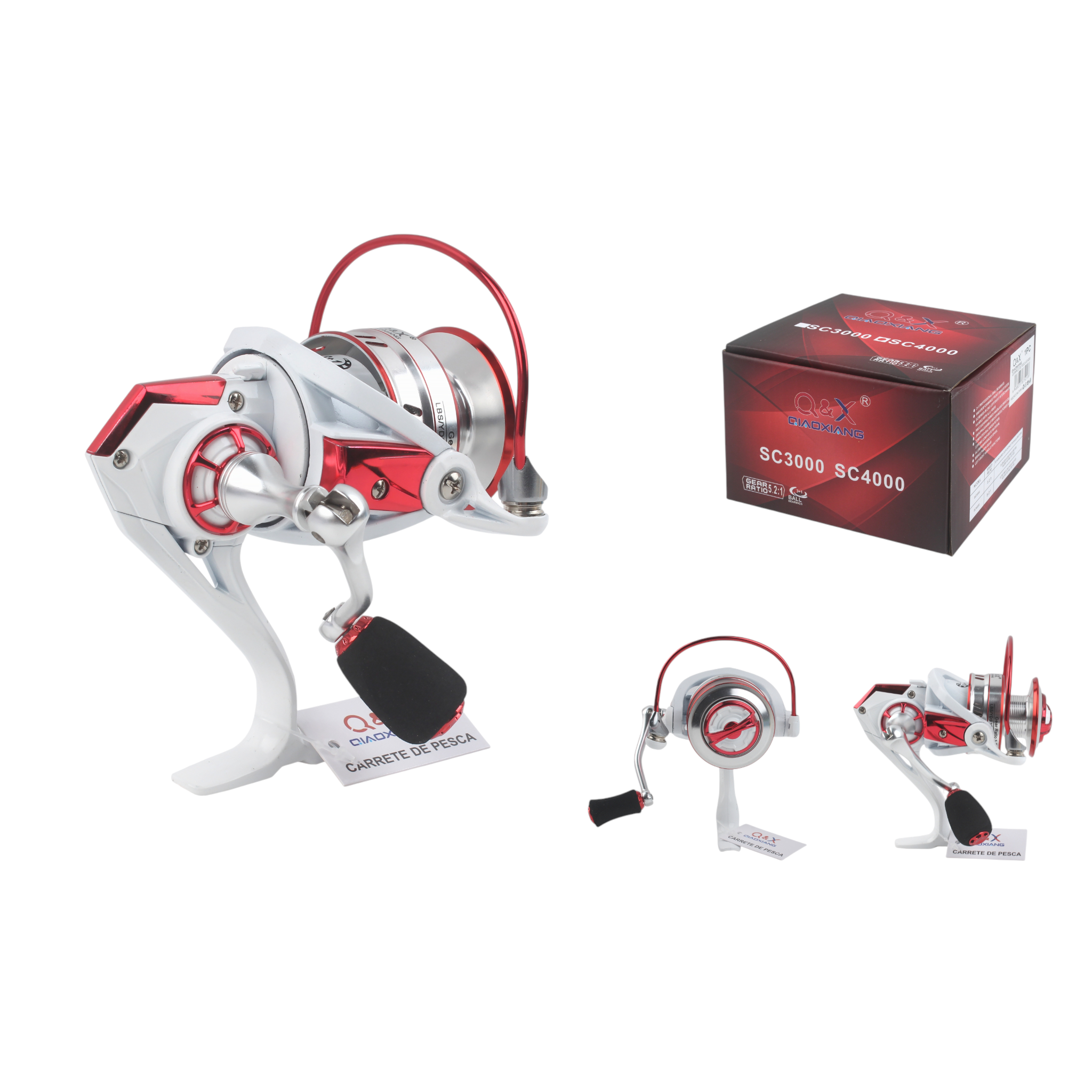 Carrete de pesca metálico sin holgura SC2000 (3+1 rodamientos)