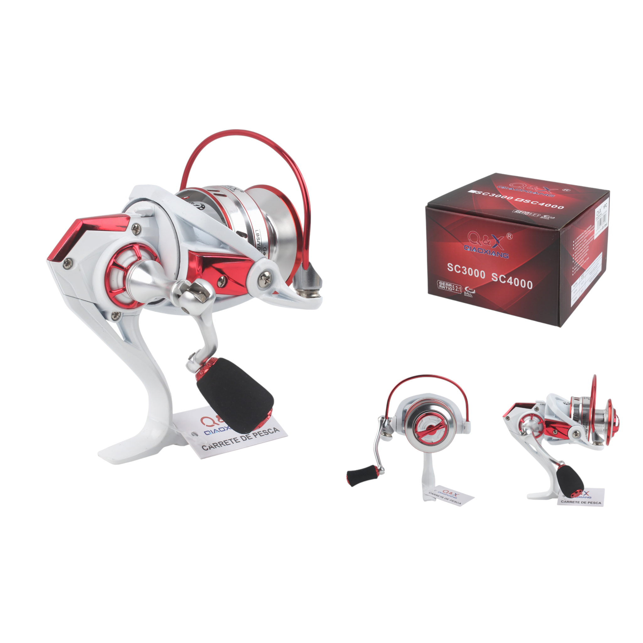 Carrete de pesca metálico sin holgura SC3000 (3+1 rodamientos)
