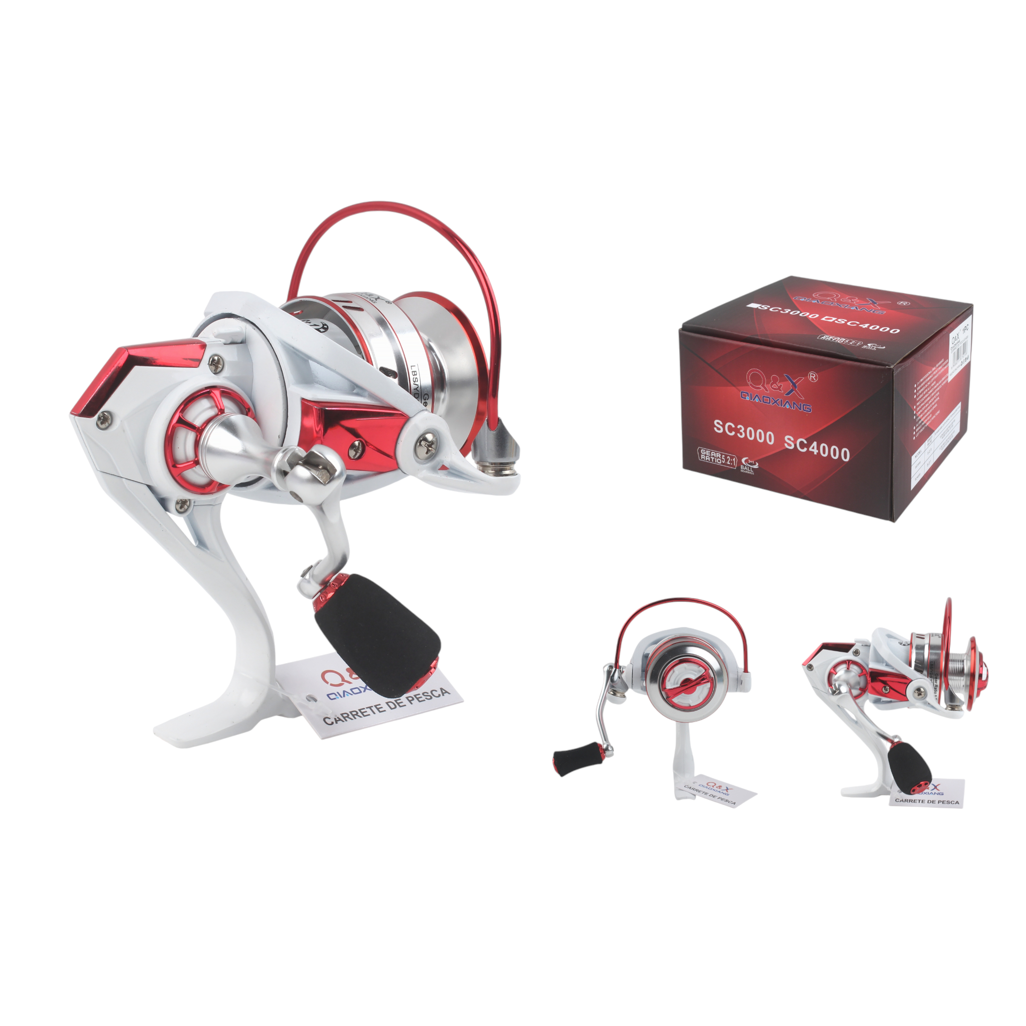 Carrete de pesca metálico sin holgura SC4000 (3+1 rodamientos)
