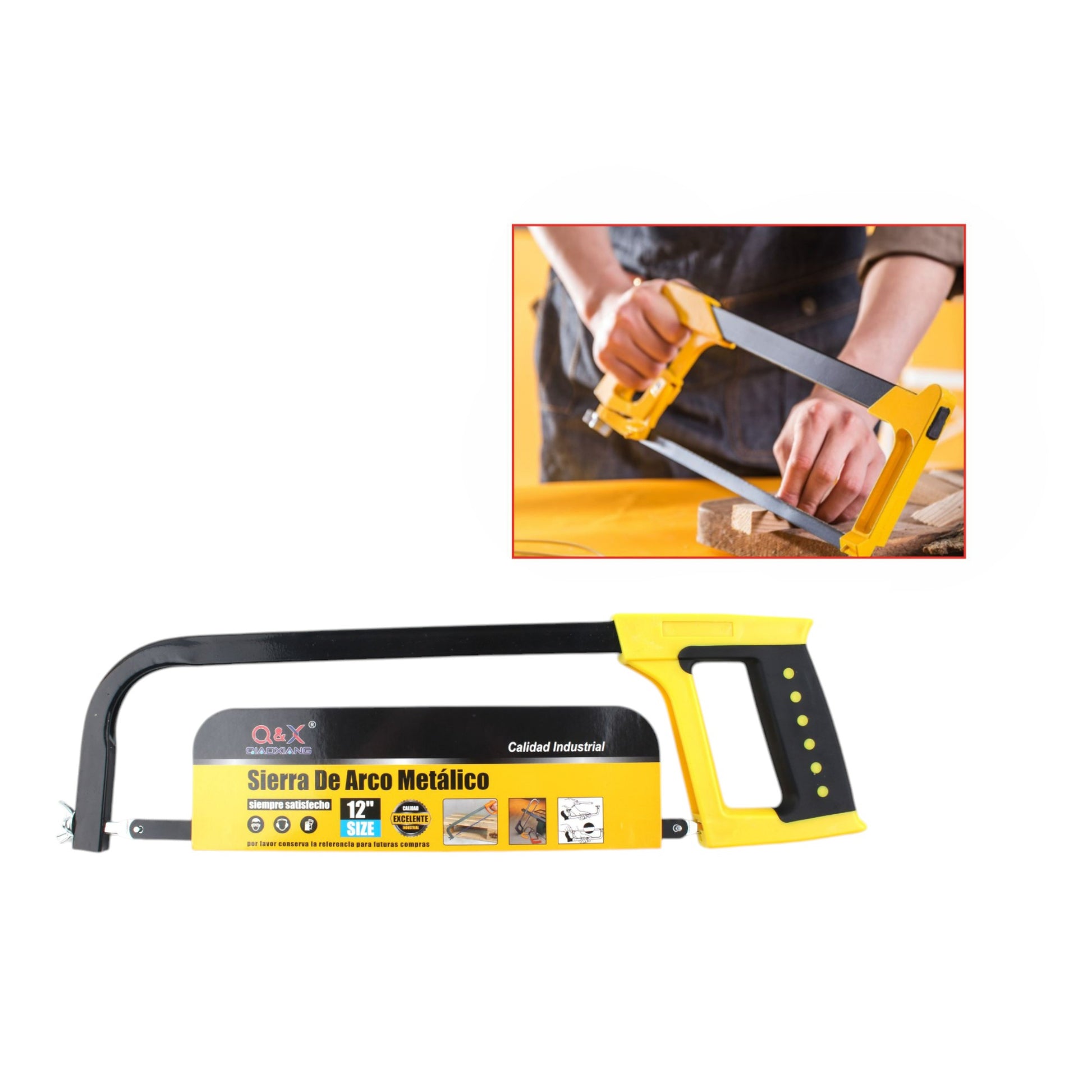 Armazón para sierra de acero con mango de plástico bicolor 910 308 gramos (mango amarillo y negro)
