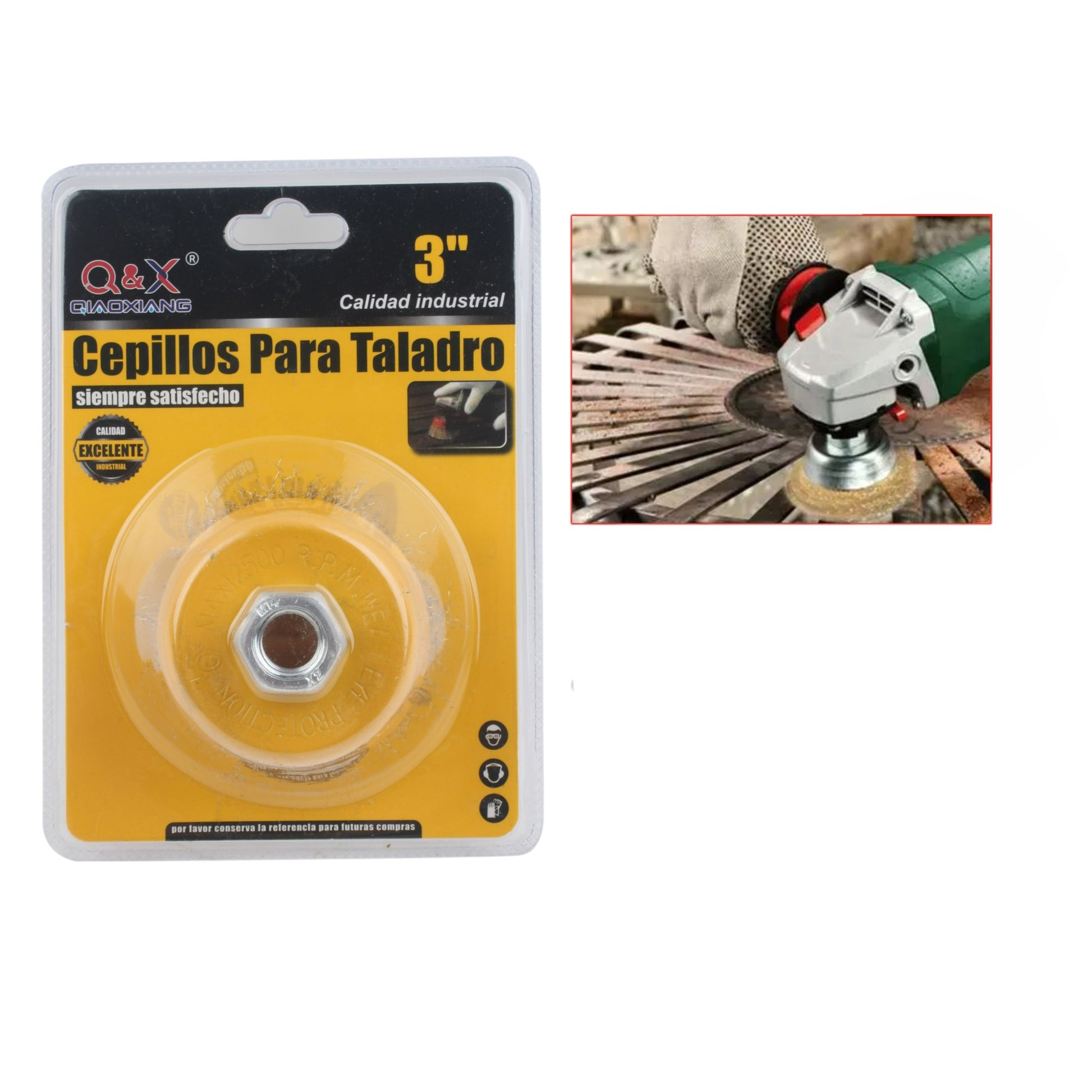 Cepillo de alambre curvo tipo tazón 3 pulgadas