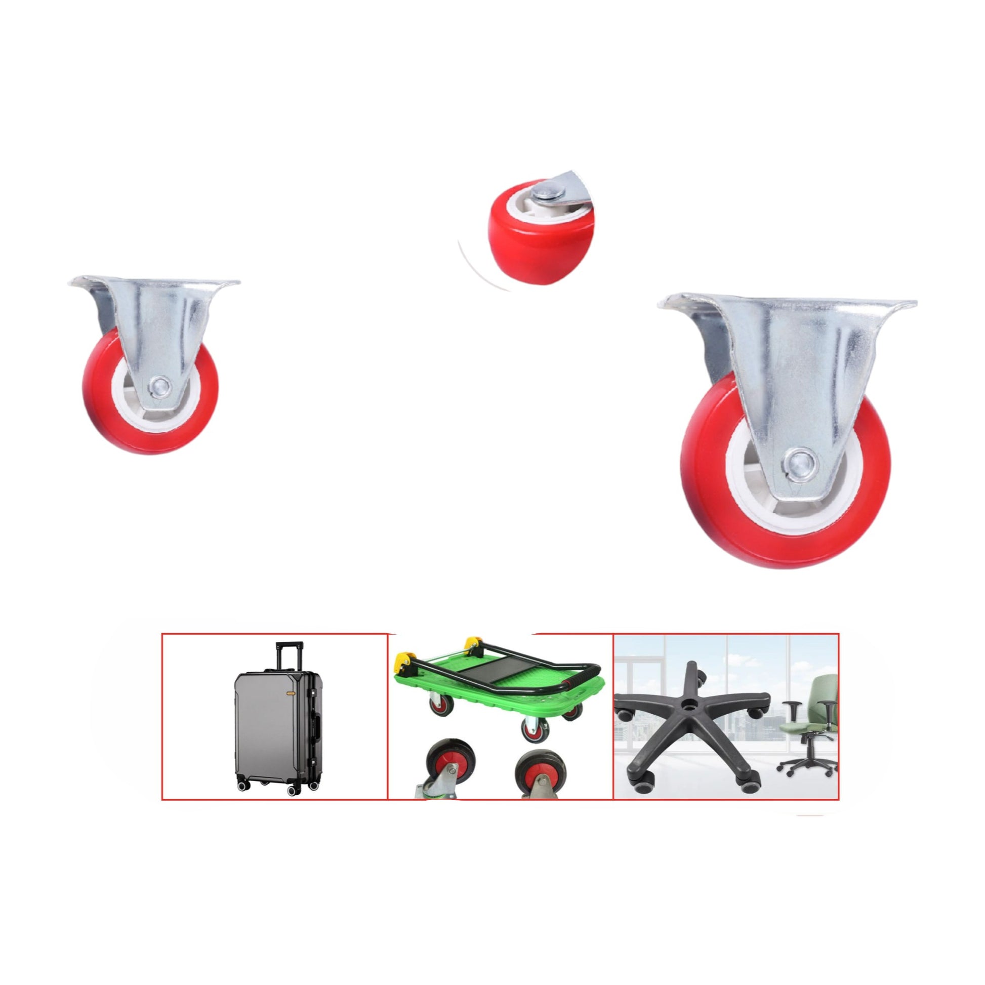 Rueda fija de PVC con núcleo de flor de 2 pulgadas con base plana