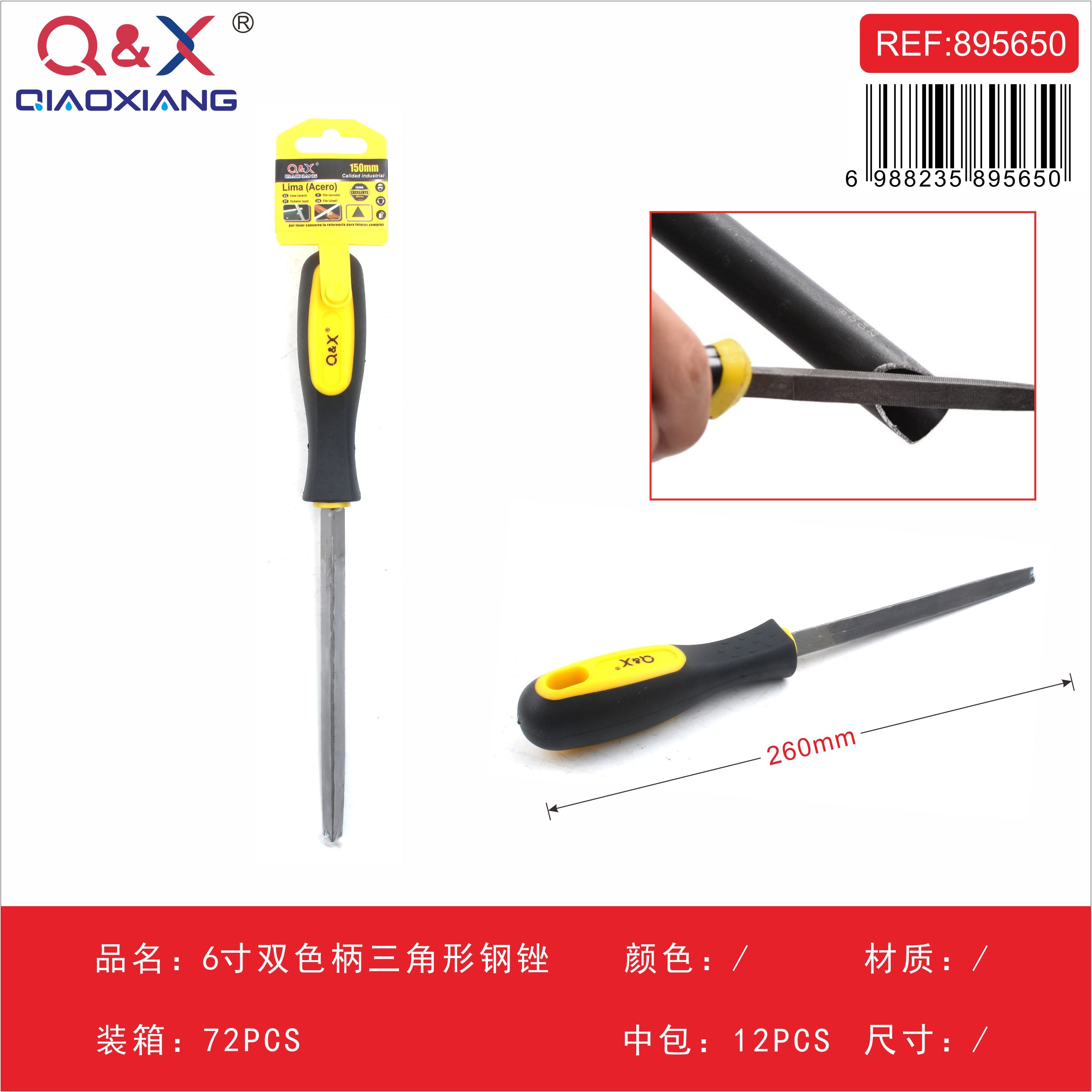Lima para acero triangular mango bicolor 6Pulgada