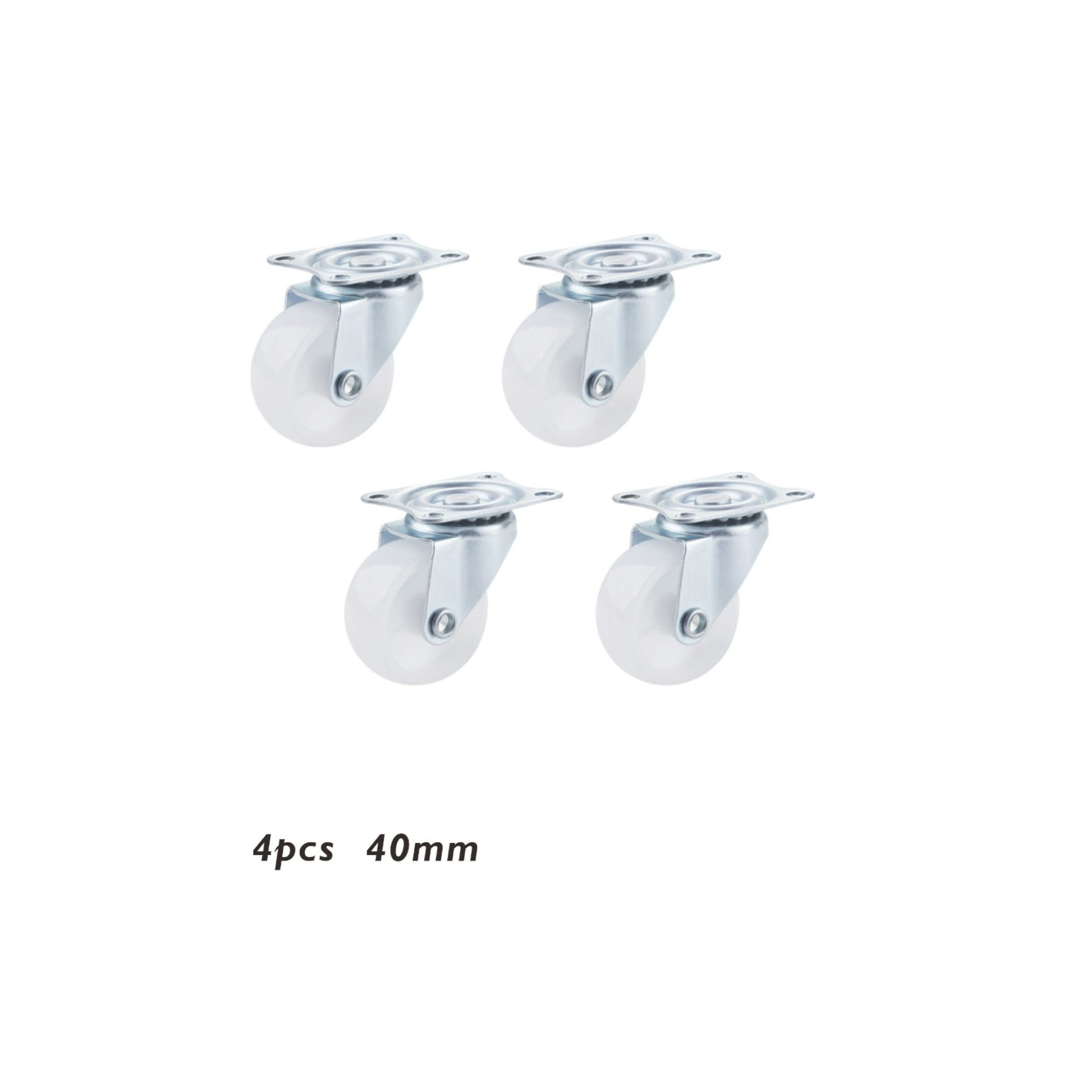 Ruedas para muebles blancas 4 piezas con base plana 40mm (1.5")