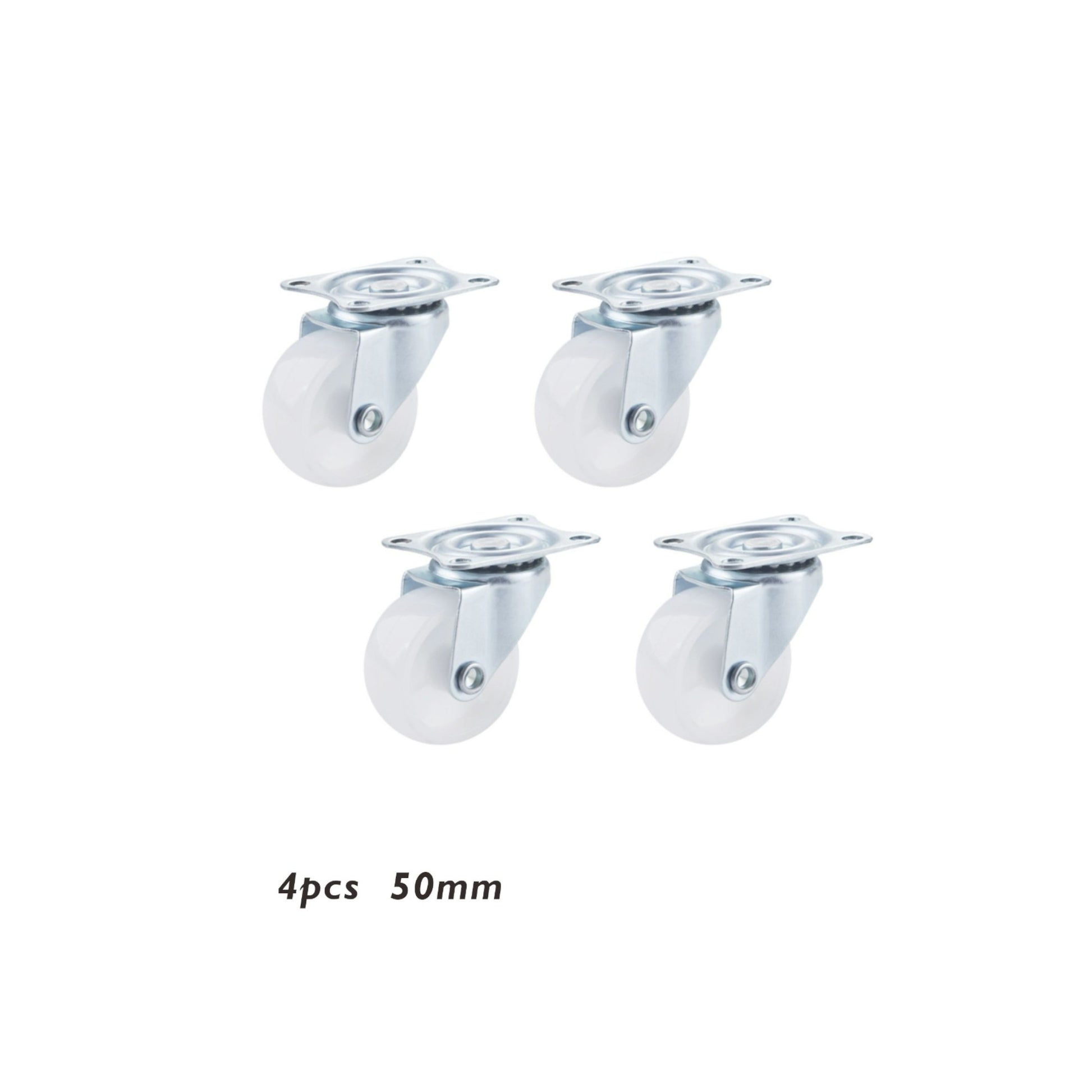 Ruedas para muebles blancas 4 piezas con base plana 50mm (2.0")
