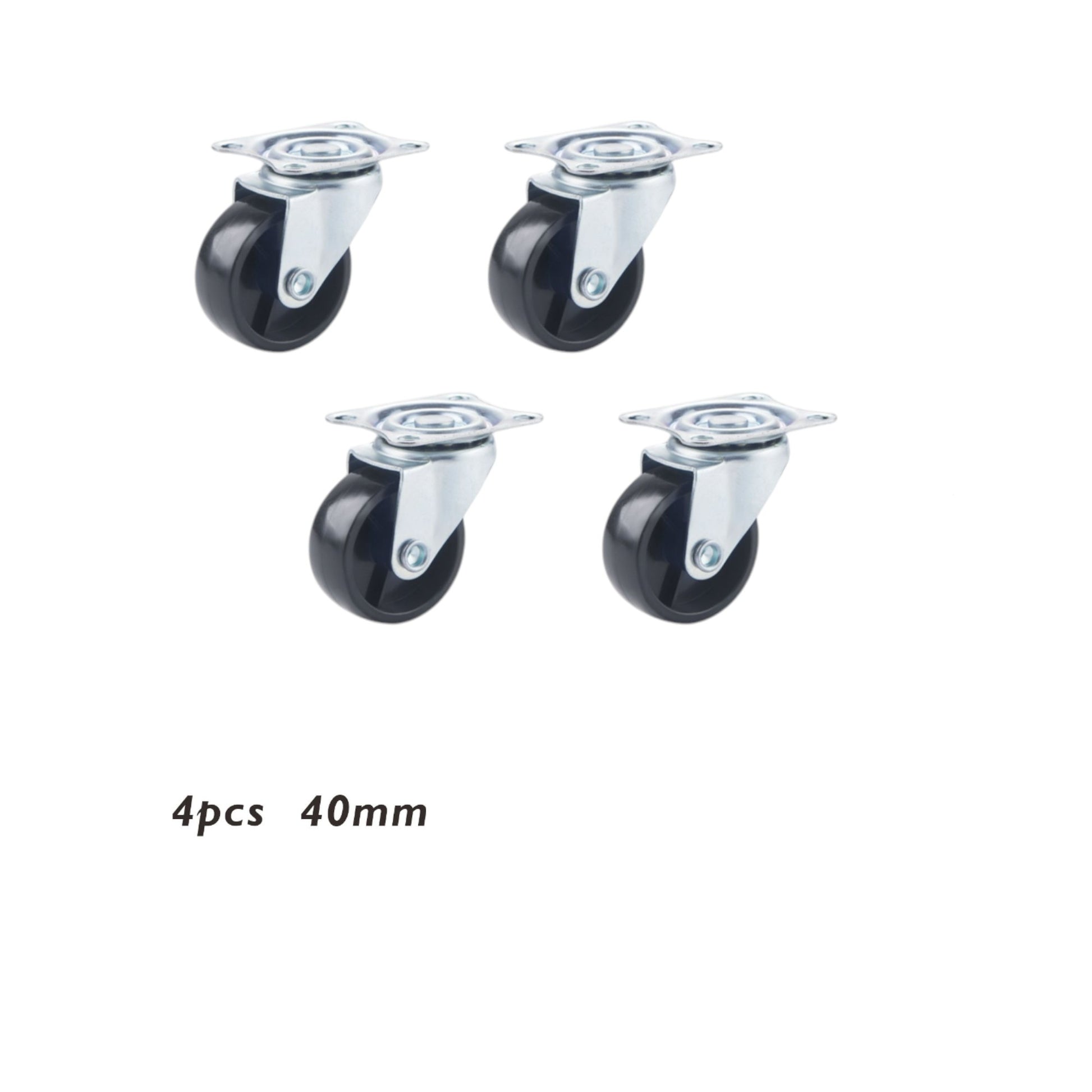 Ruedas para muebles negras 4 piezas con base plana 40mm (1.5")