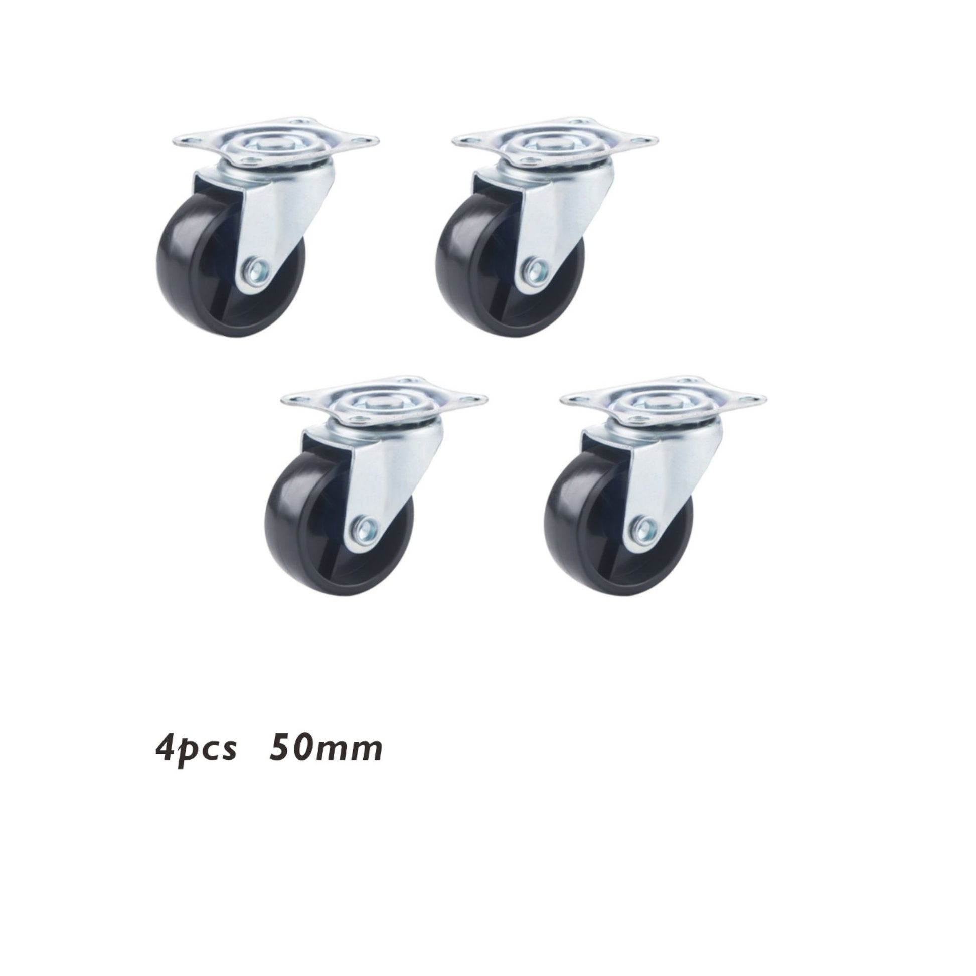 Ruedas para muebles negras 4 piezas con base plana 50mm (2.0")