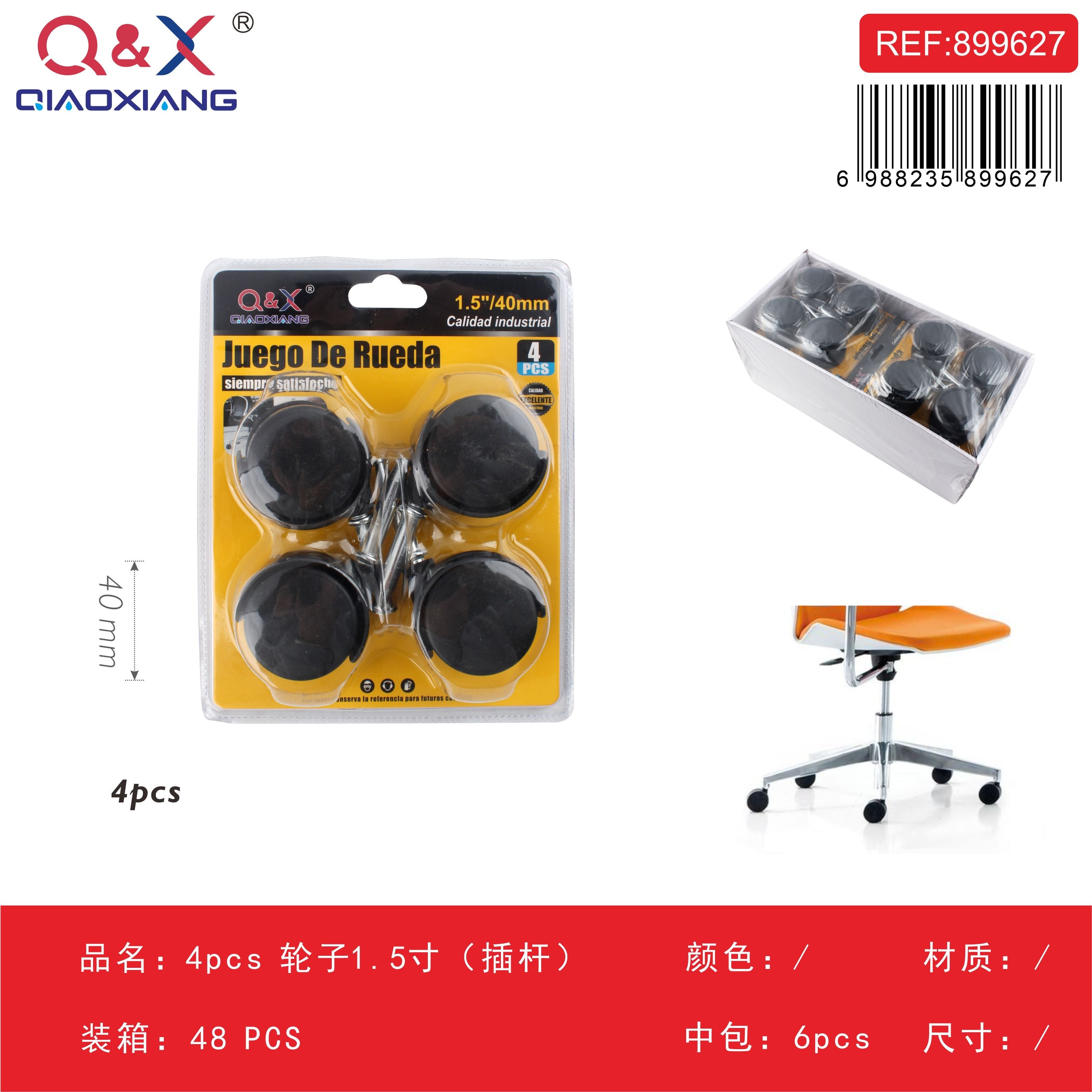 4 pcs rueda 1,5Pulgada con espiga