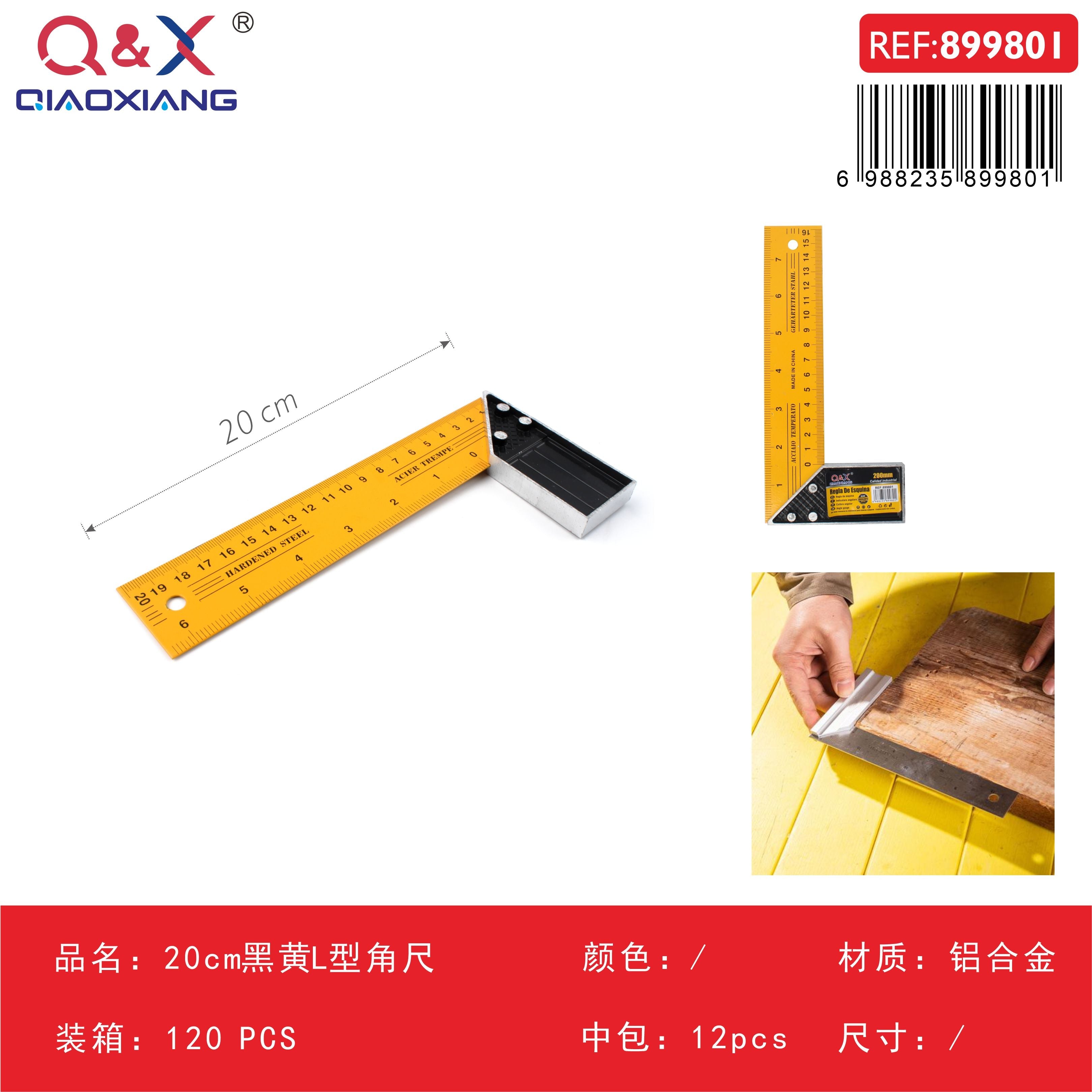 Escuadra en L negra y amarilla 20 cm