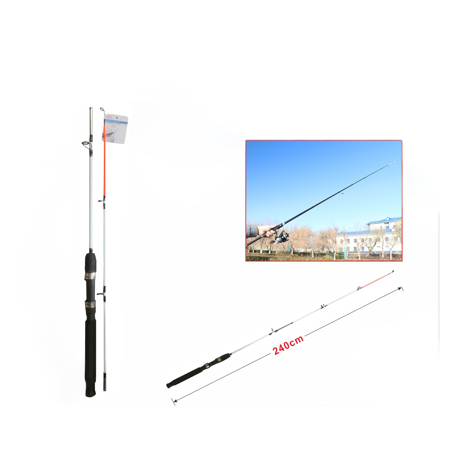 Caña de Pescar Enchufable 2.40M – Núcleo Sólido