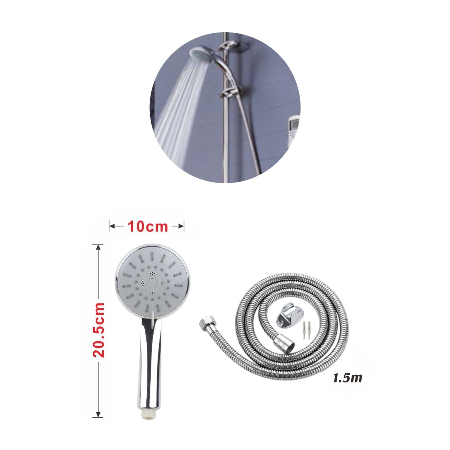 Juego de rociador de ducha con tubería de agua de 1,5 m
