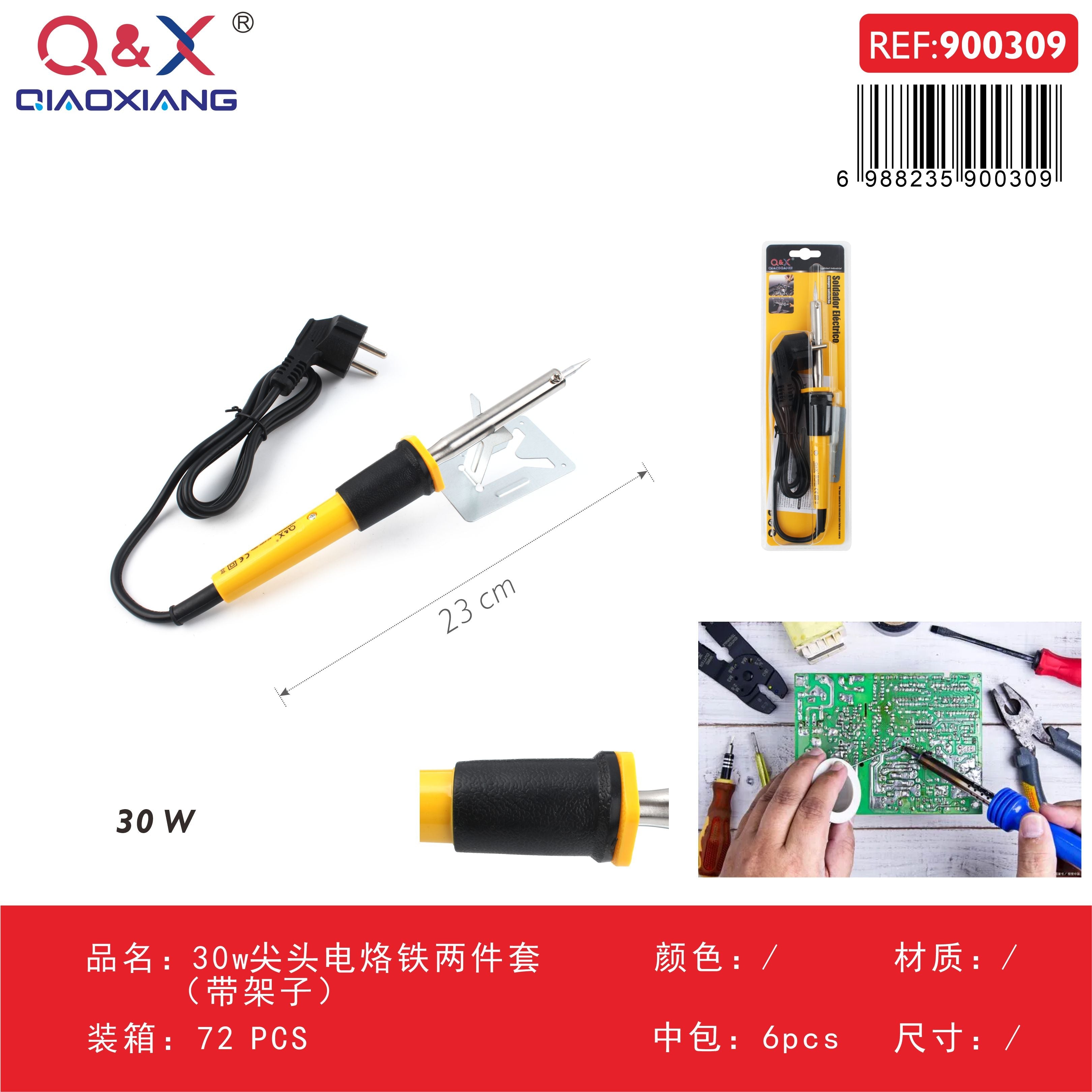Set cautín eléctrico punta fina 30 W dos piezas con soporte