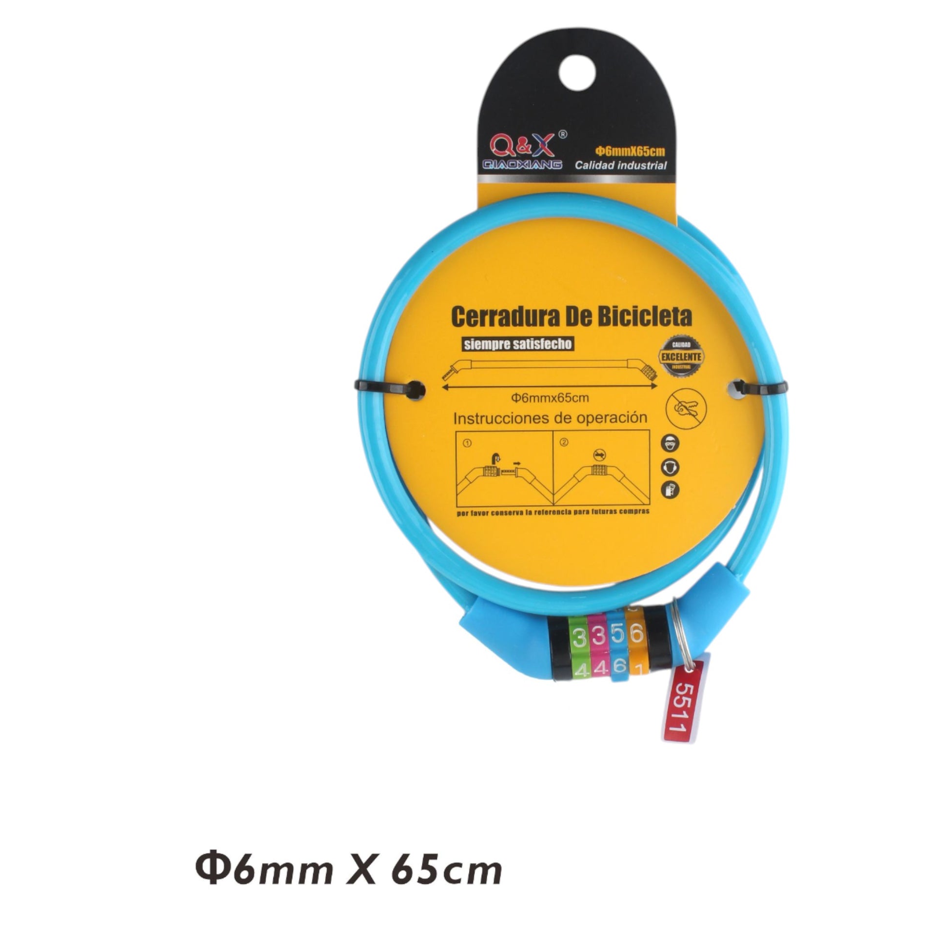 Candado de combinación para bicicleta 6*65cm