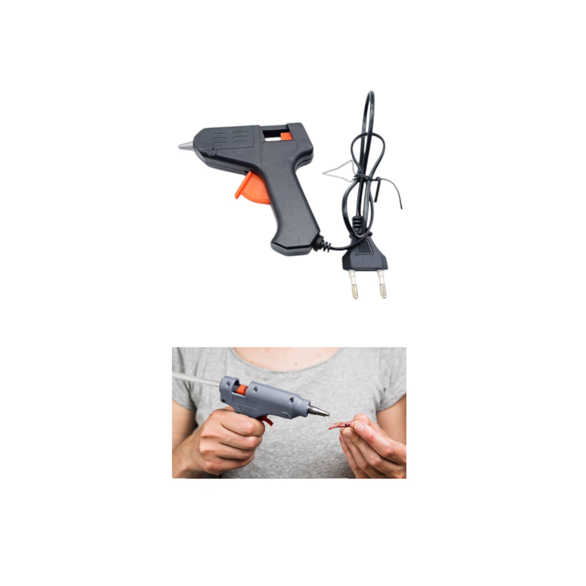 Pistola de pegamento caliente HJ007 10W con 2 barras de pegamento 7*100