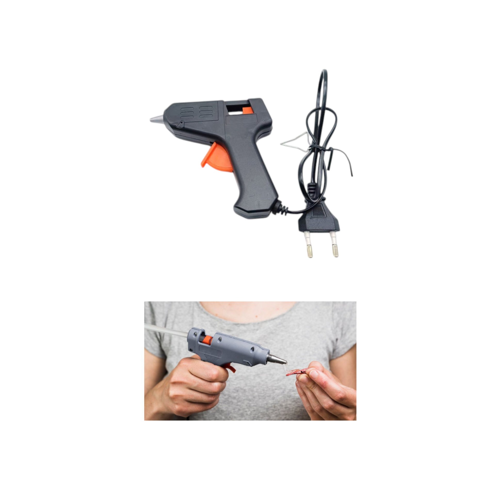 Pistola de pegamento caliente HJ007 20W con 2 barras de pegamento 7*100