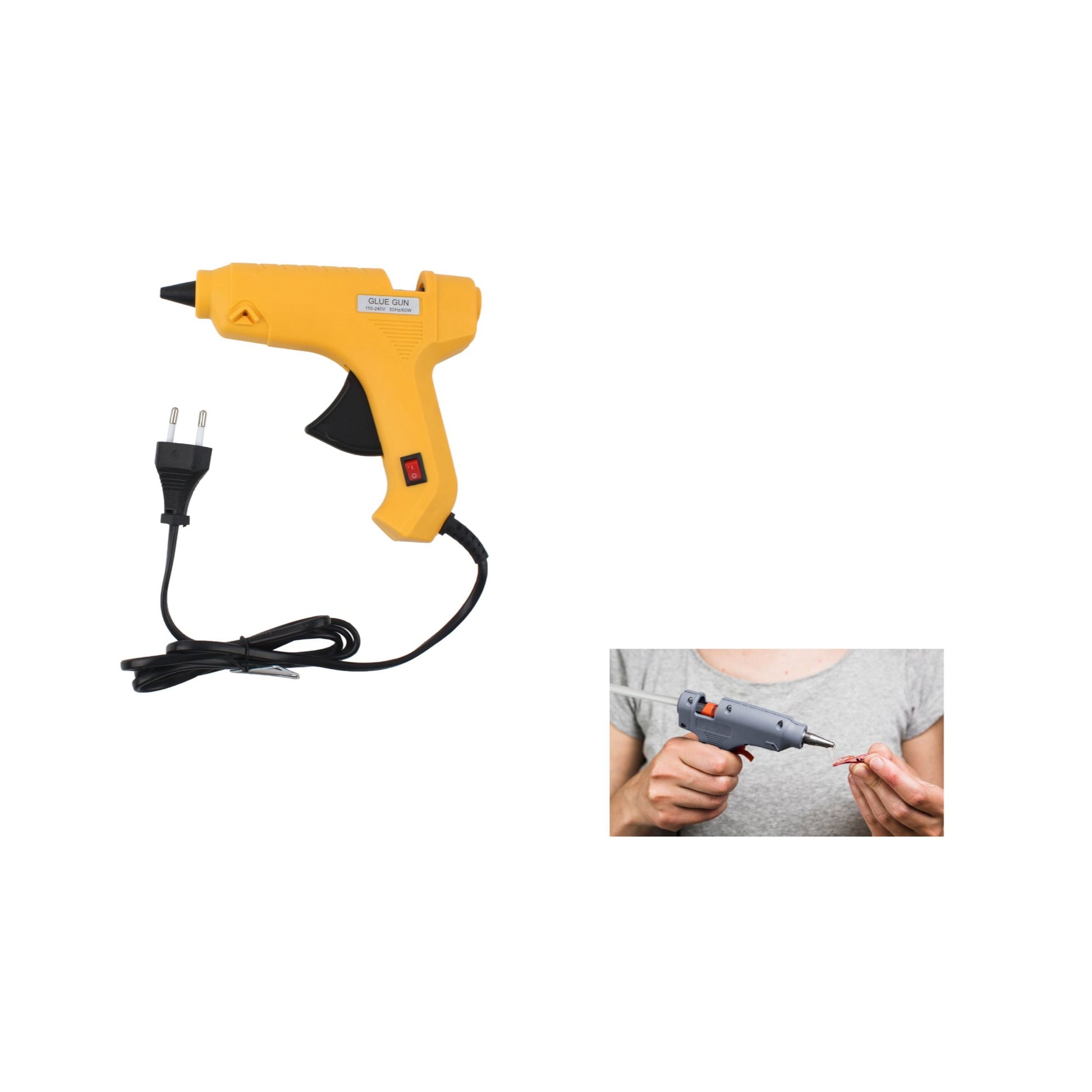 Pistola de pegamento caliente HJ012 60W (con interruptor) con 2 barras de pegamento 11*100