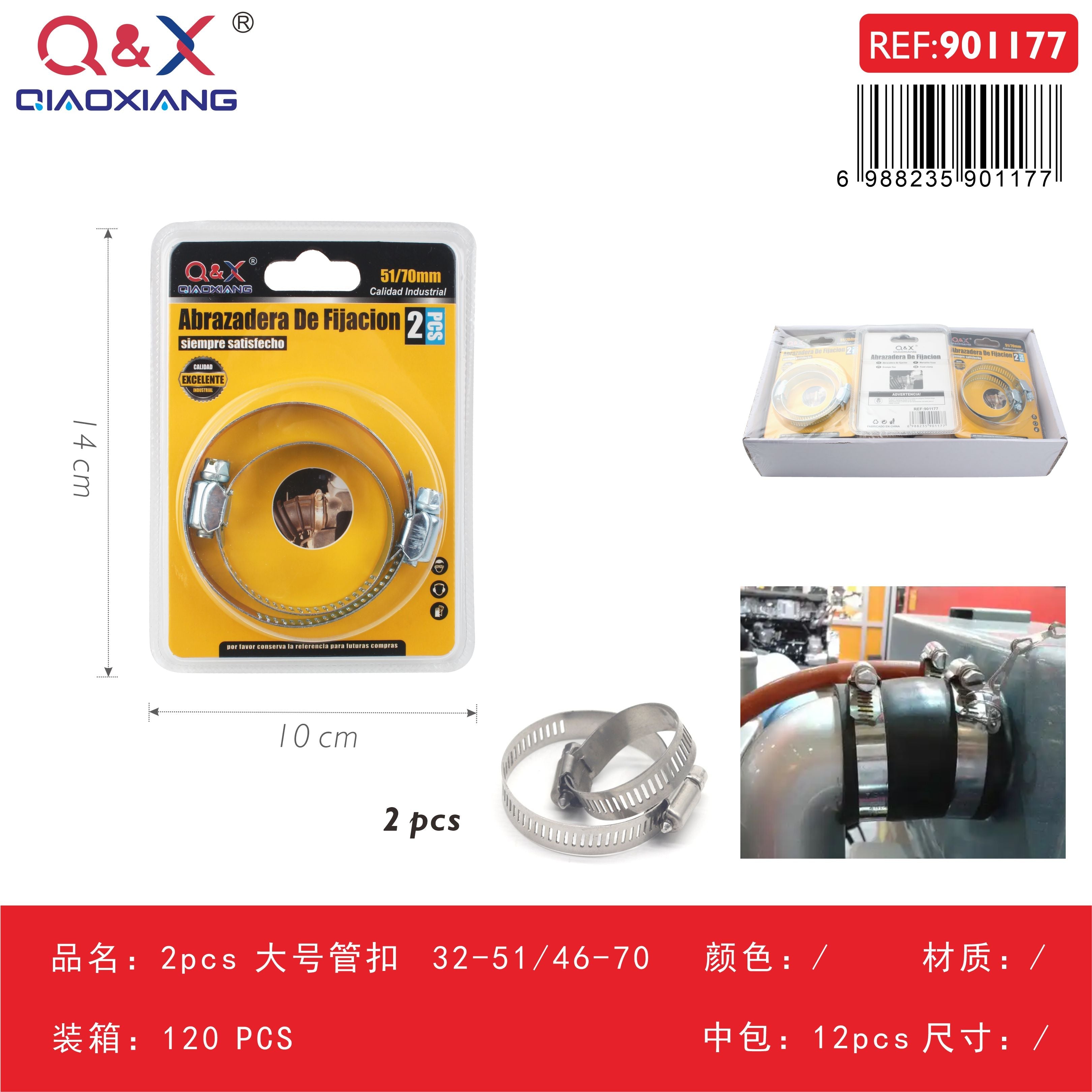 Set 2 pcs abrazaderas grandes 32-51 / 46-70 mm