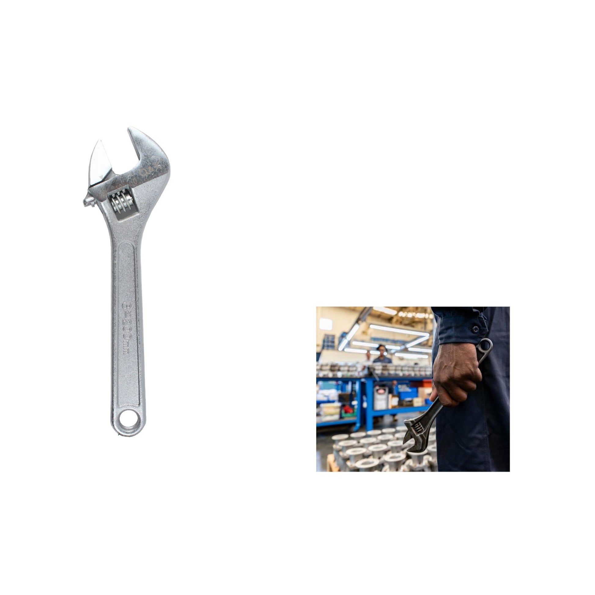 Llave inglesa ajustable electrolítica con mango brillante 8 pulgadas